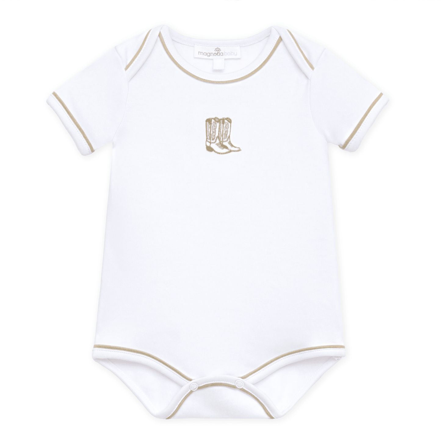 Darling Cowboy Boots Hand-Embroidered Bodysuit - Ivory - Magnolia BabyBodysuit