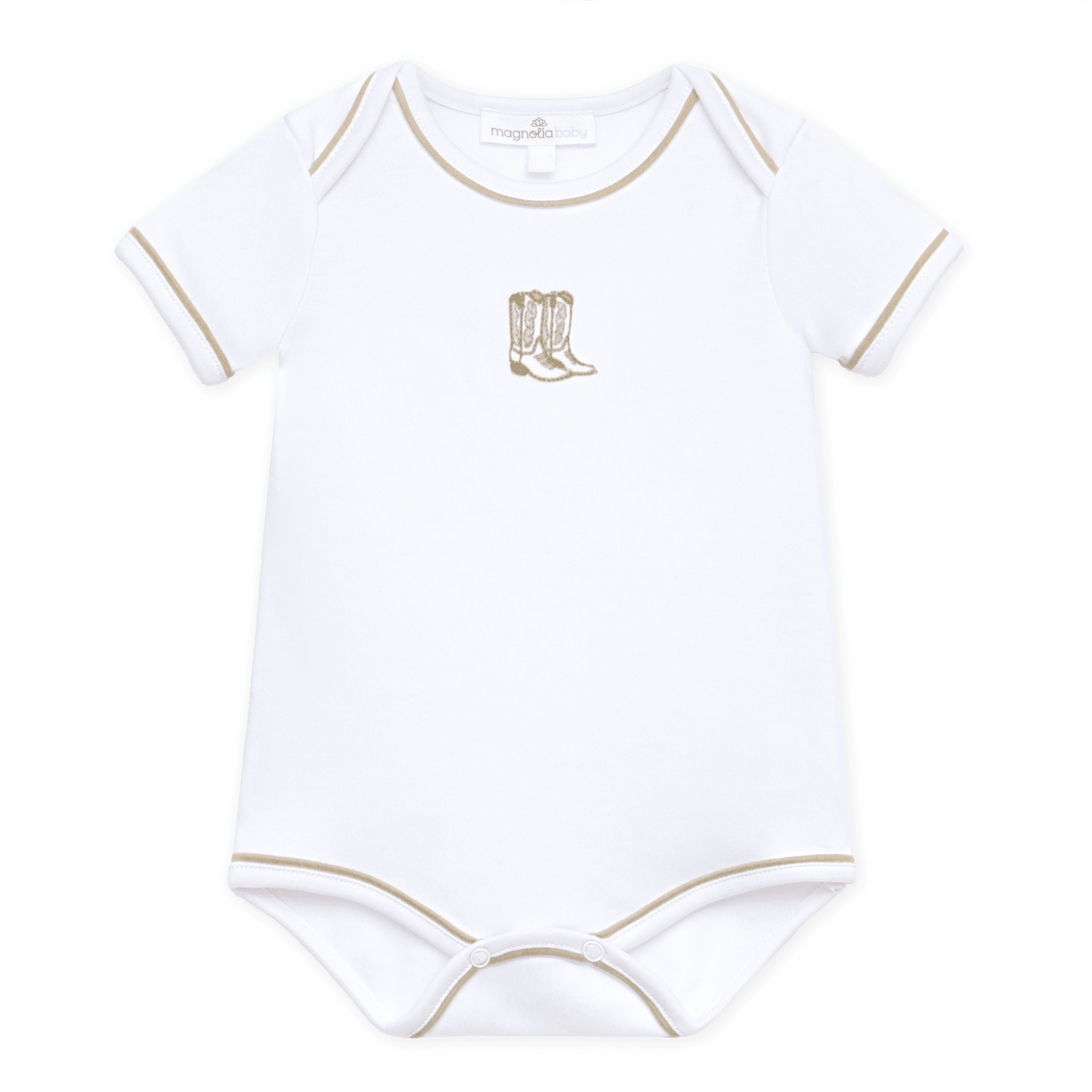 Darling Cowboy Boots Hand-Embroidered Bodysuit - Ivory - Magnolia BabyBodysuit