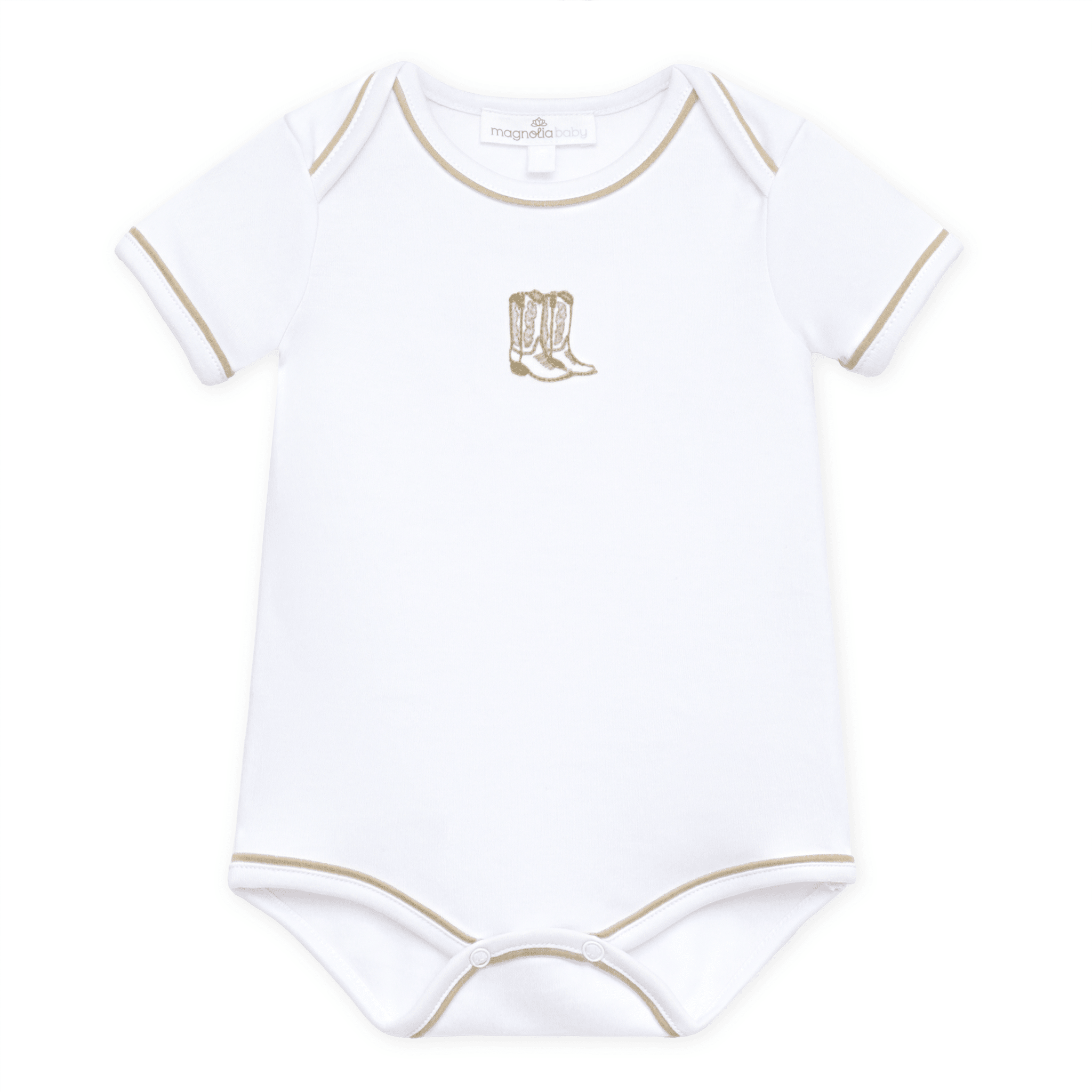Darling Cowboy Boots Hand-Embroidered Bodysuit - Ivory - Magnolia BabyBodysuit
