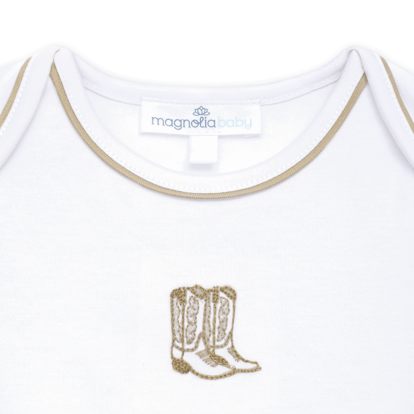 Darling Cowboy Boots Hand-Embroidered Bodysuit - Ivory - Magnolia BabyBodysuit