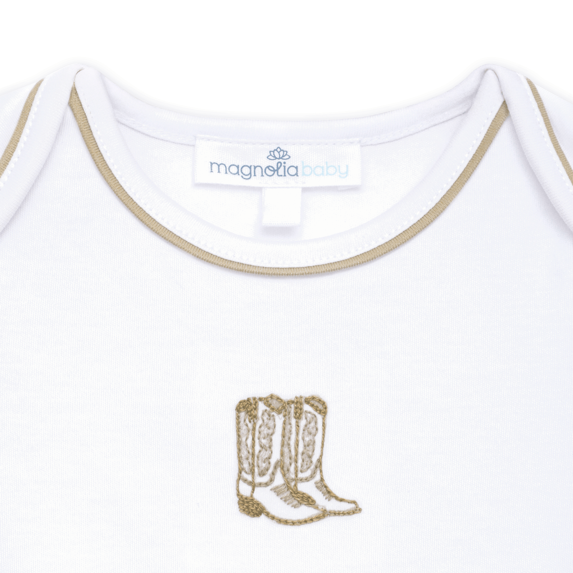 Darling Cowboy Boots Hand-Embroidered Bodysuit - Ivory - Magnolia BabyBodysuit