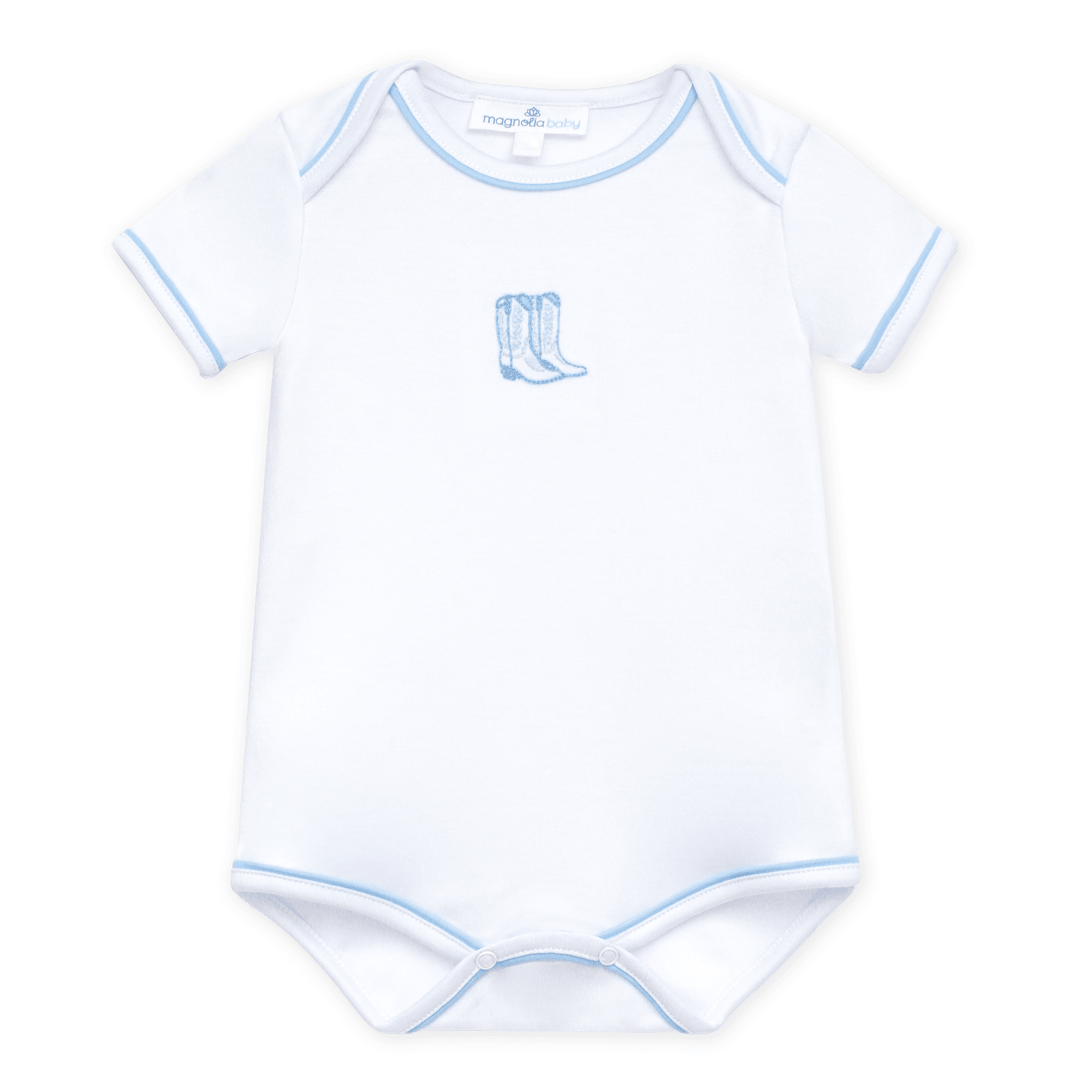 Darling Cowboy Boots Hand-Embroidered Bodysuit - Light Blue - Magnolia BabyBodysuit