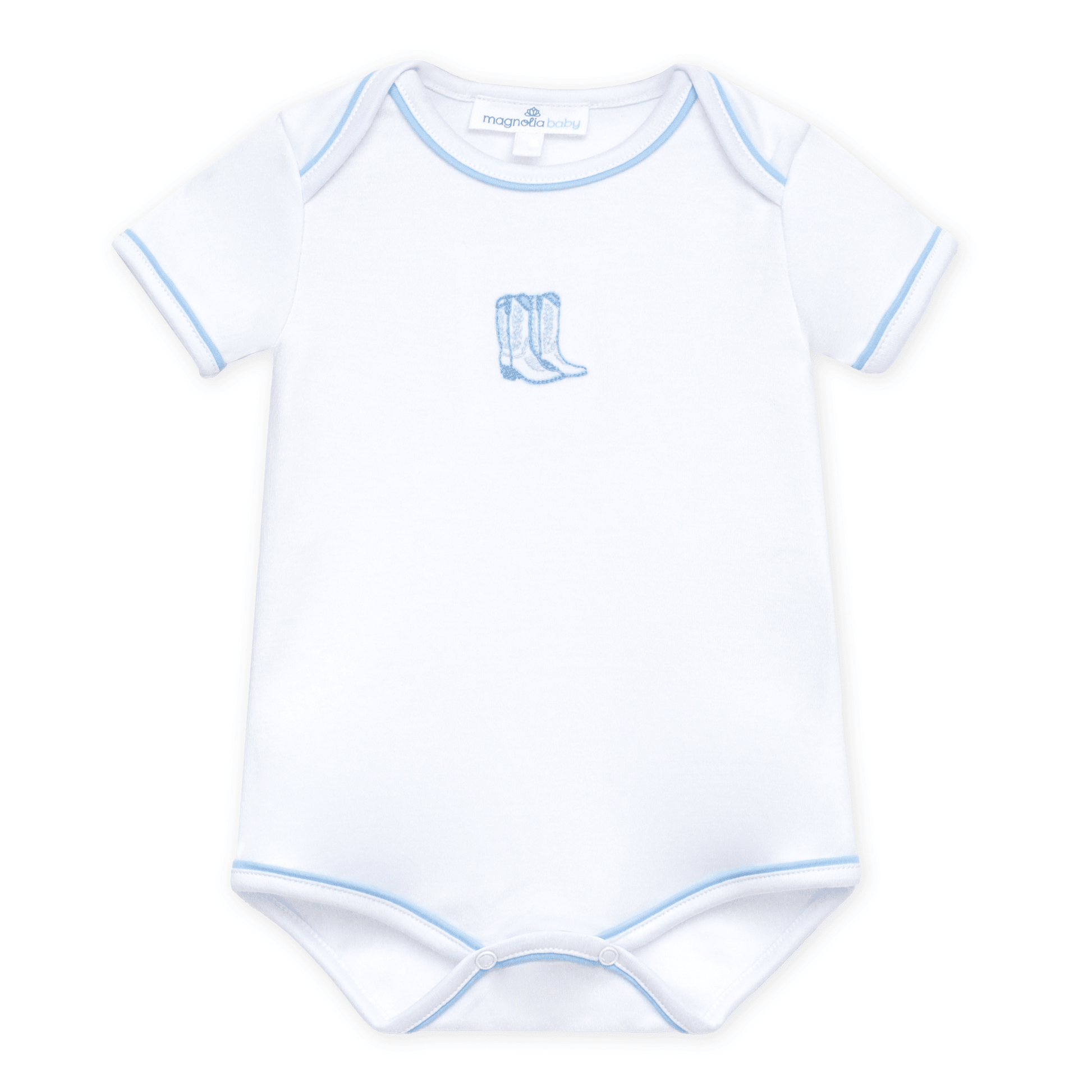 Darling Cowboy Boots Hand-Embroidered Bodysuit - Light Blue - Magnolia BabyBodysuit