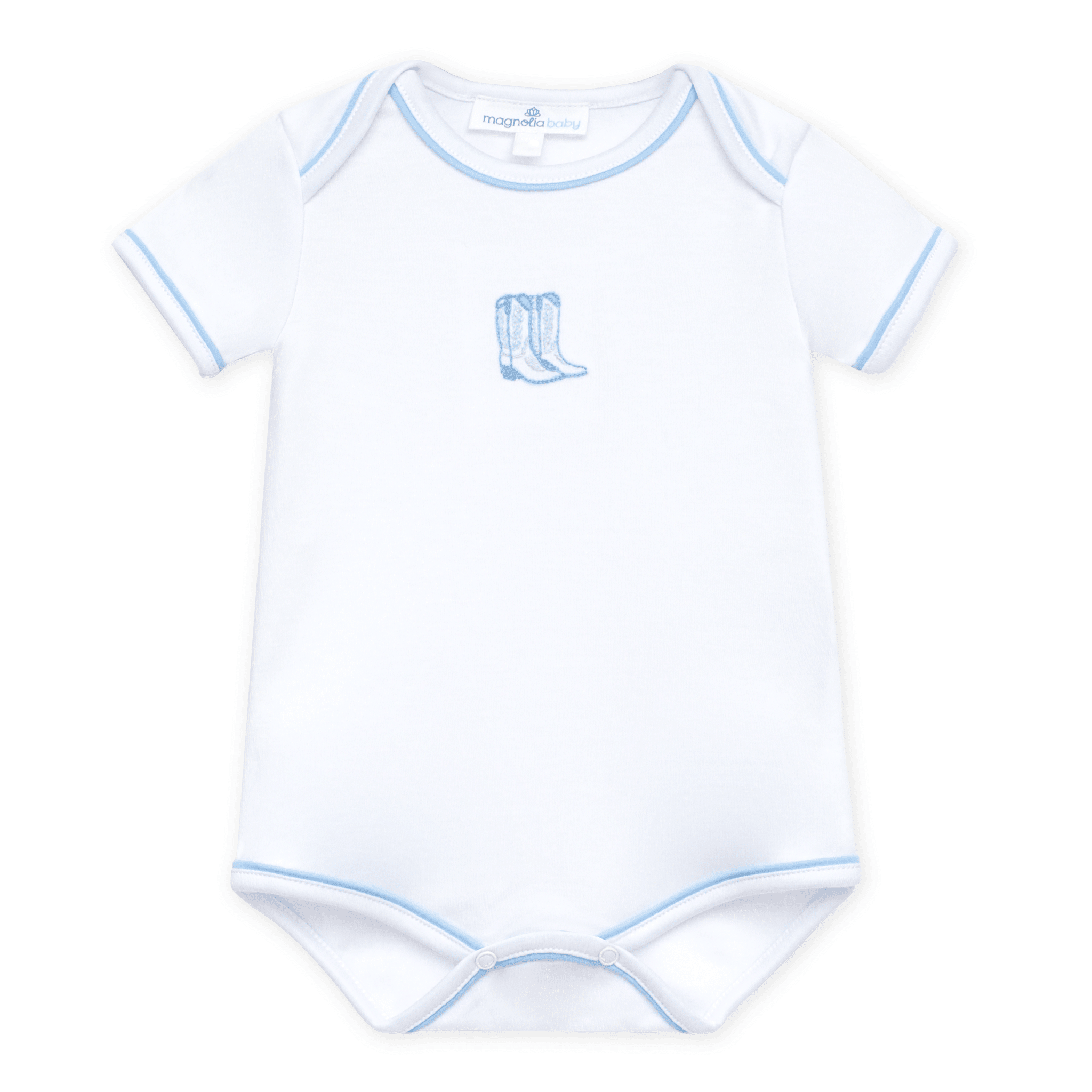 Darling Cowboy Boots Hand-Embroidered Bodysuit - Light Blue - Magnolia BabyBodysuit