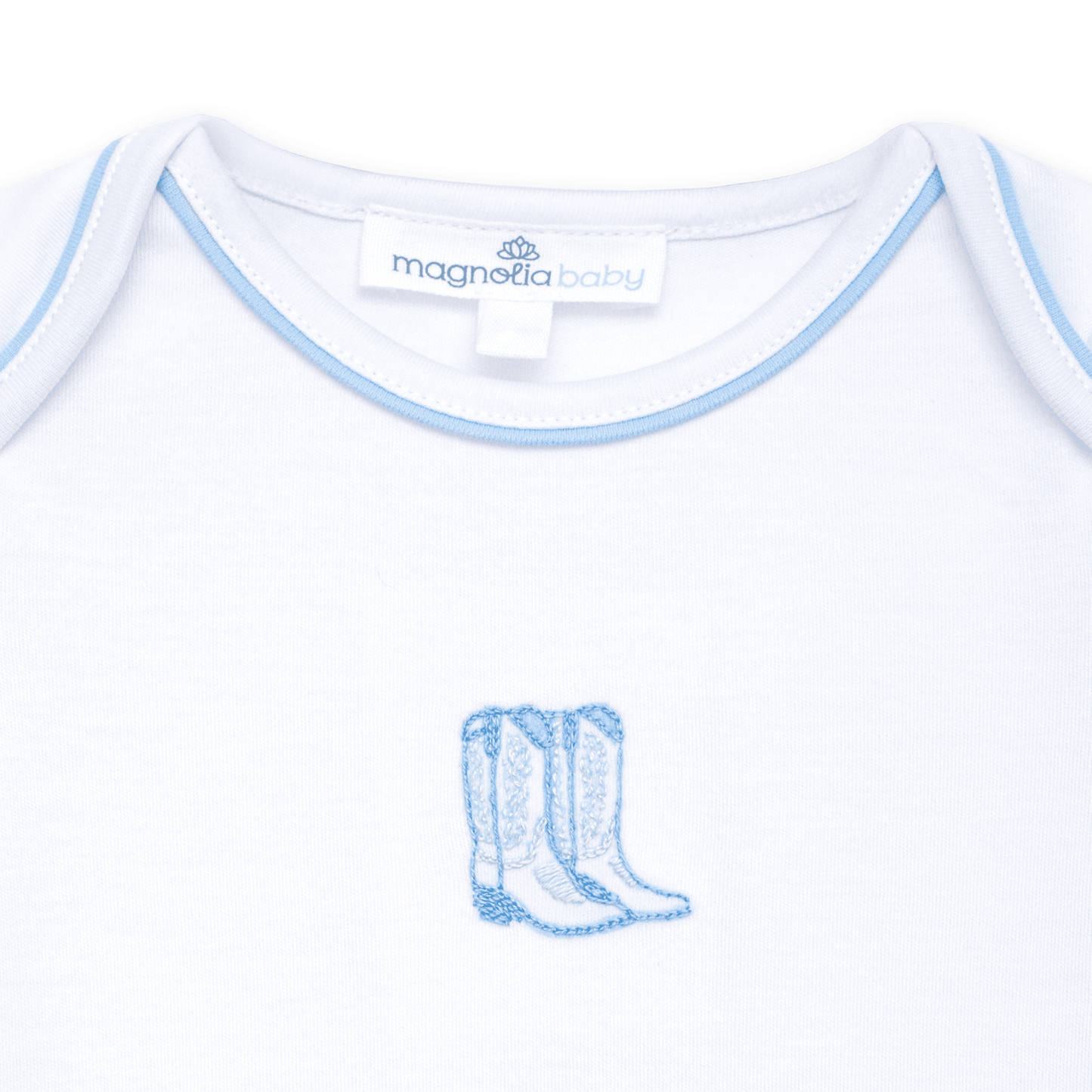 Darling Cowboy Boots Hand-Embroidered Bodysuit - Light Blue - Magnolia BabyBodysuit