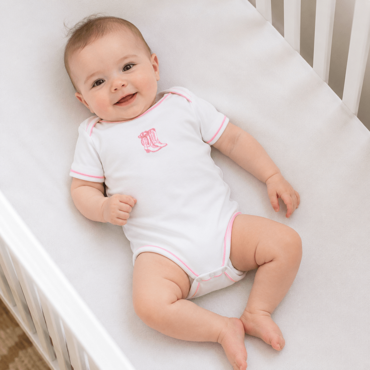 Darling Cowboy Boots Hand-Embroidered Bodysuit - Pink - Magnolia BabyBodysuit