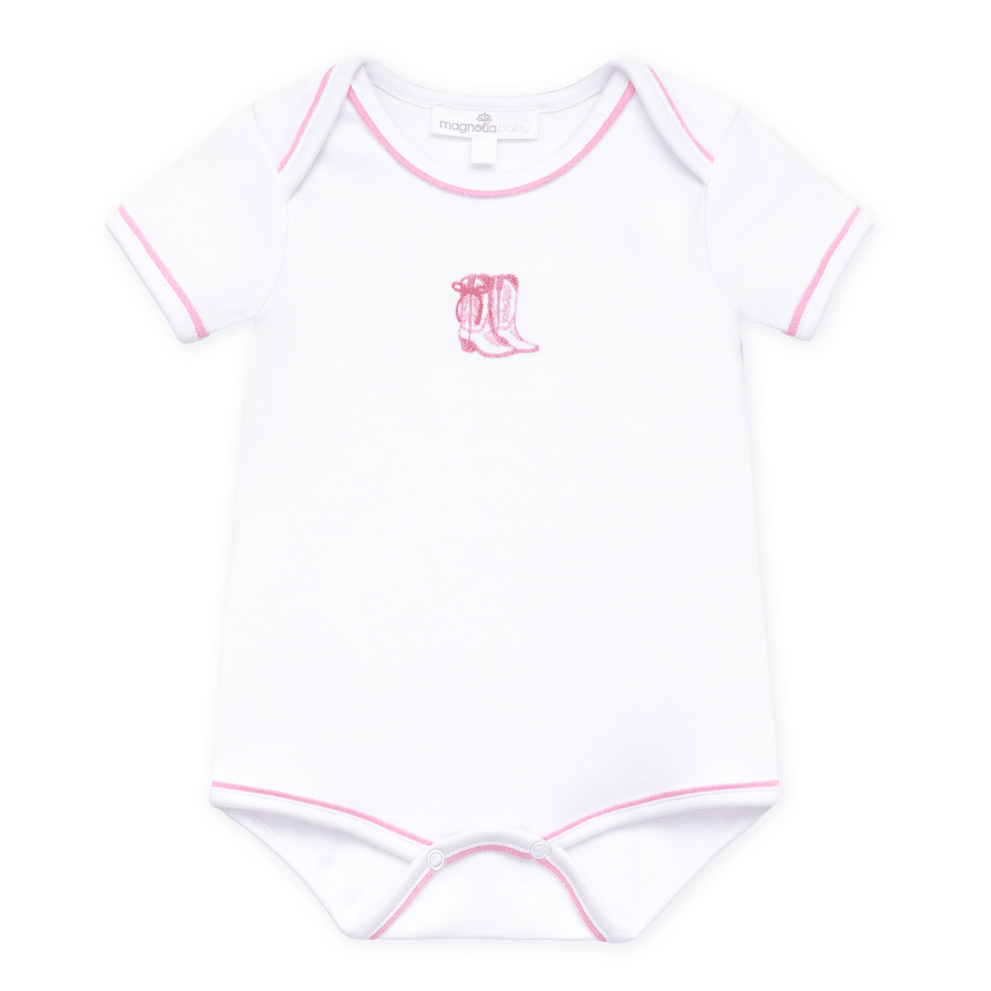 Darling Cowboy Boots Hand-Embroidered Bodysuit - Pink - Magnolia BabyBodysuit