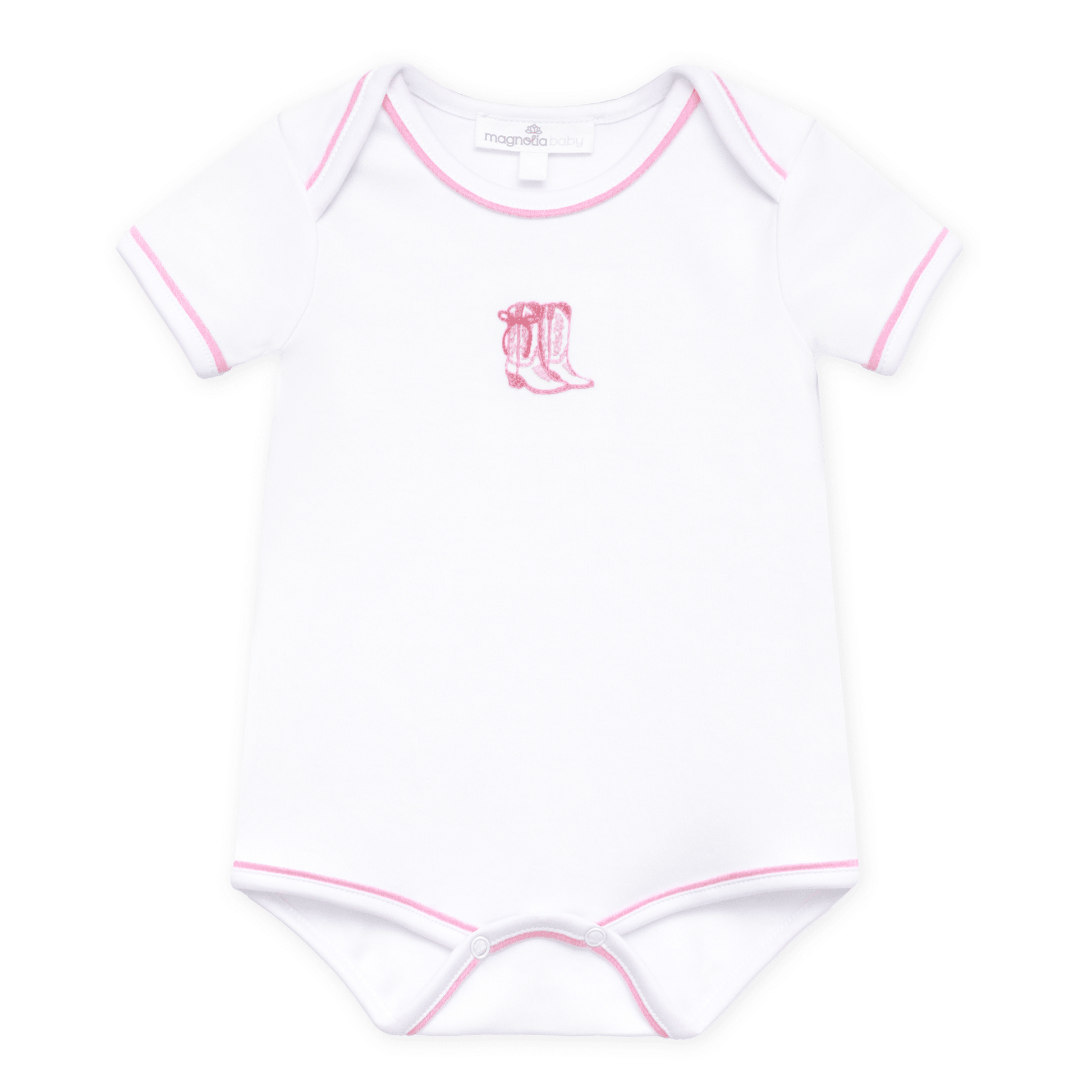Darling Cowboy Boots Hand-Embroidered Bodysuit - Pink - Magnolia BabyBodysuit