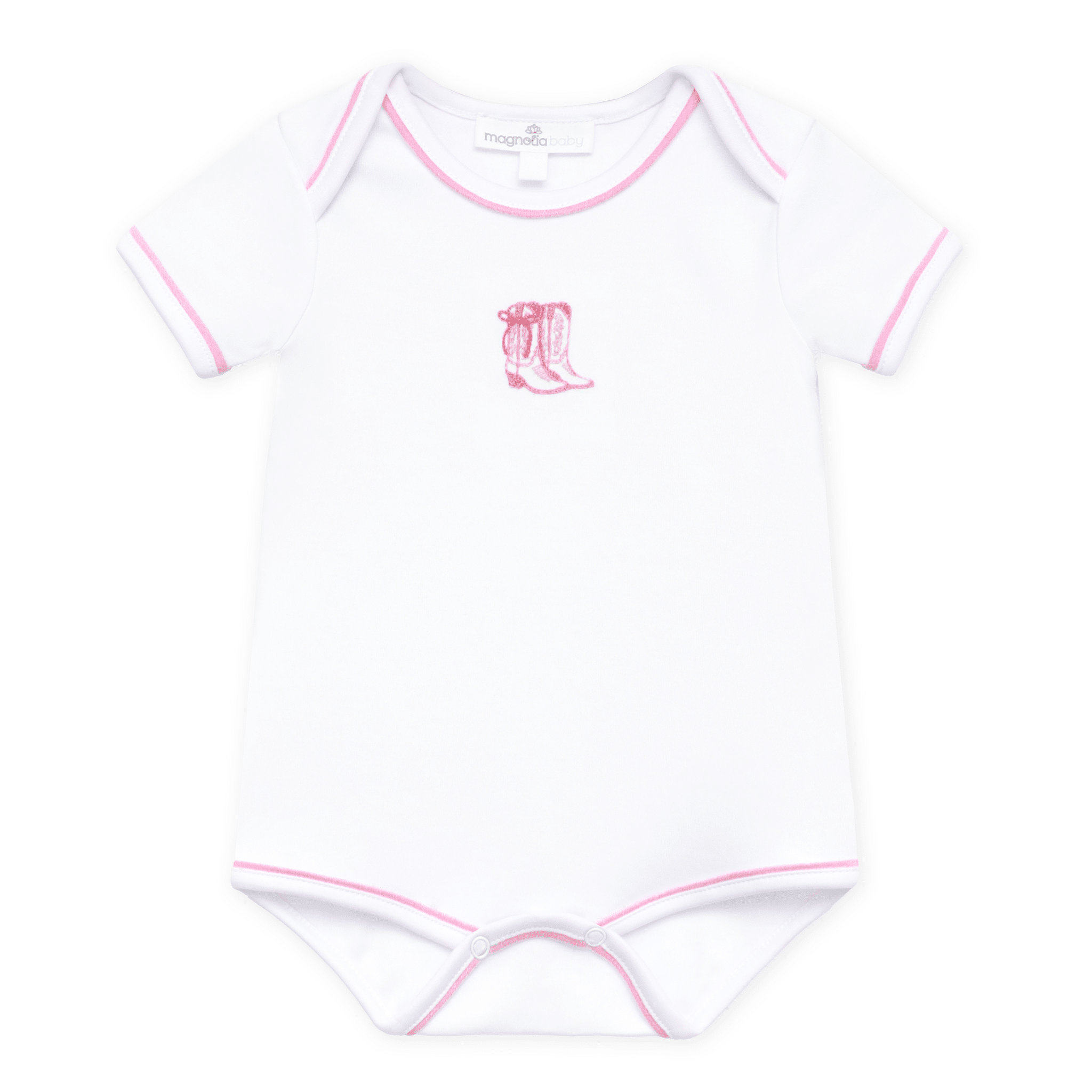 Darling Cowboy Boots Hand-Embroidered Bodysuit - Pink - Magnolia BabyBodysuit