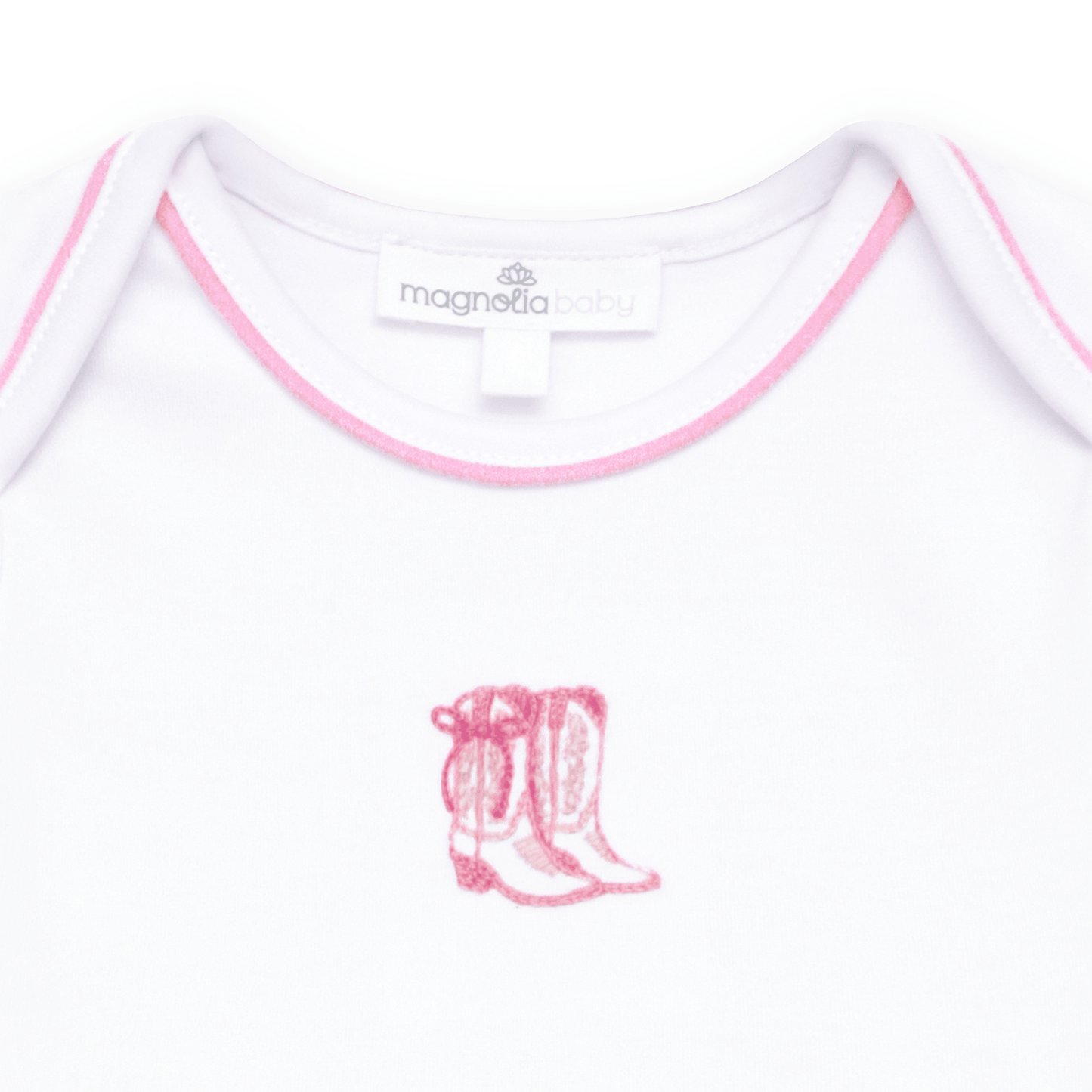 Darling Cowboy Boots Hand-Embroidered Bodysuit - Pink - Magnolia BabyBodysuit