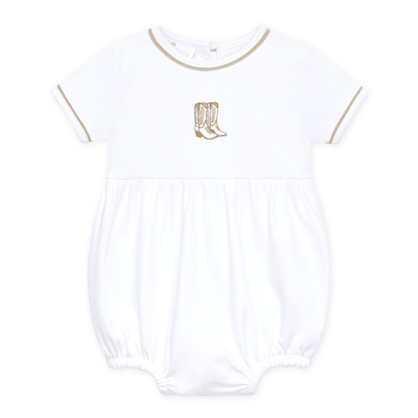 Darling Cowboy Boots Hand-Embroidered Bubble - Ivory - Magnolia BabyBubble