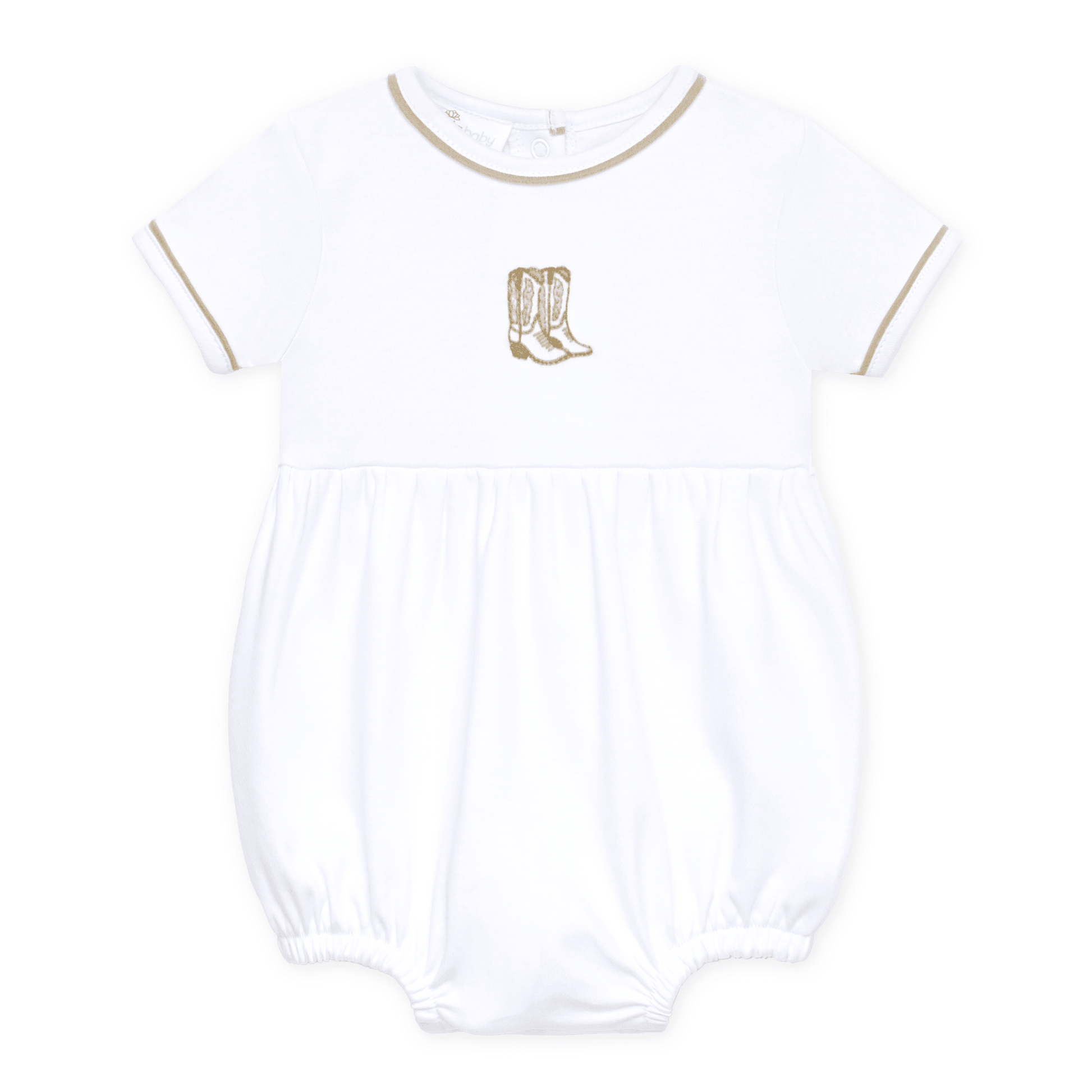 Darling Cowboy Boots Hand-Embroidered Bubble - Ivory - Magnolia BabyBubble