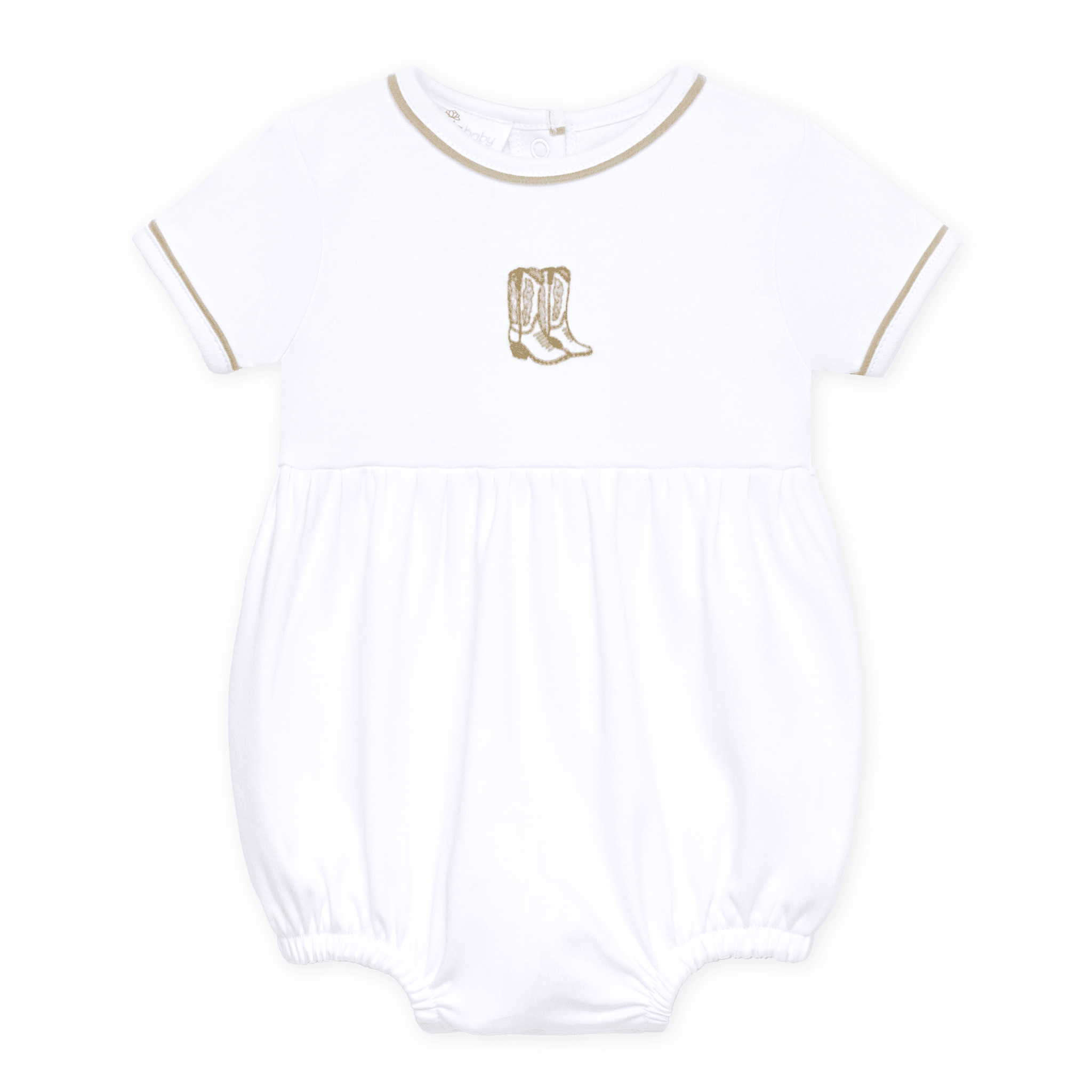 Darling Cowboy Boots Hand-Embroidered Bubble - Ivory - Magnolia BabyBubble