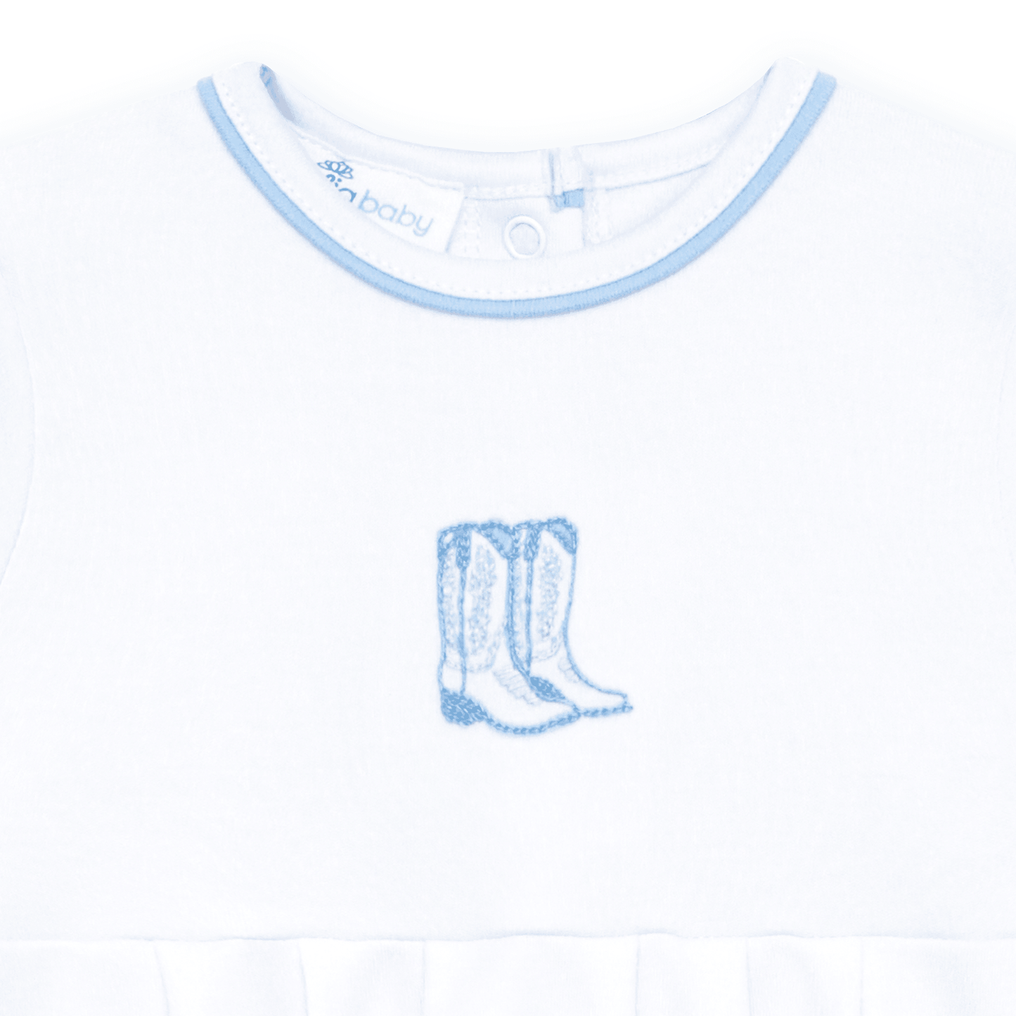 Darling Cowboy Boots Hand-Embroidered Bubble - Light Blue - Magnolia BabyBubble