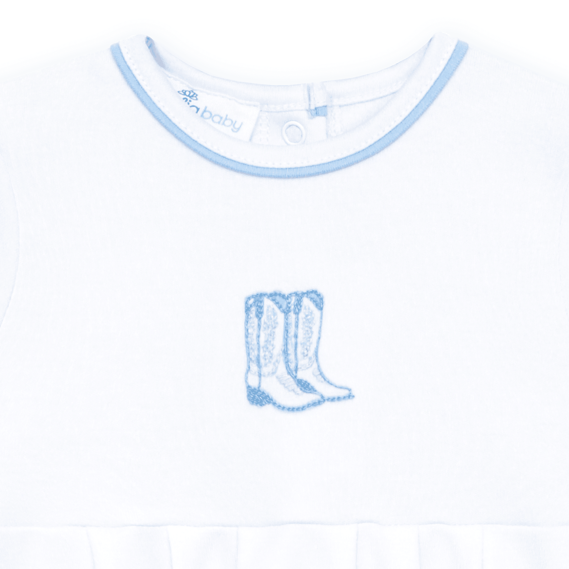 Darling Cowboy Boots Hand-Embroidered Bubble - Light Blue - Magnolia BabyBubble