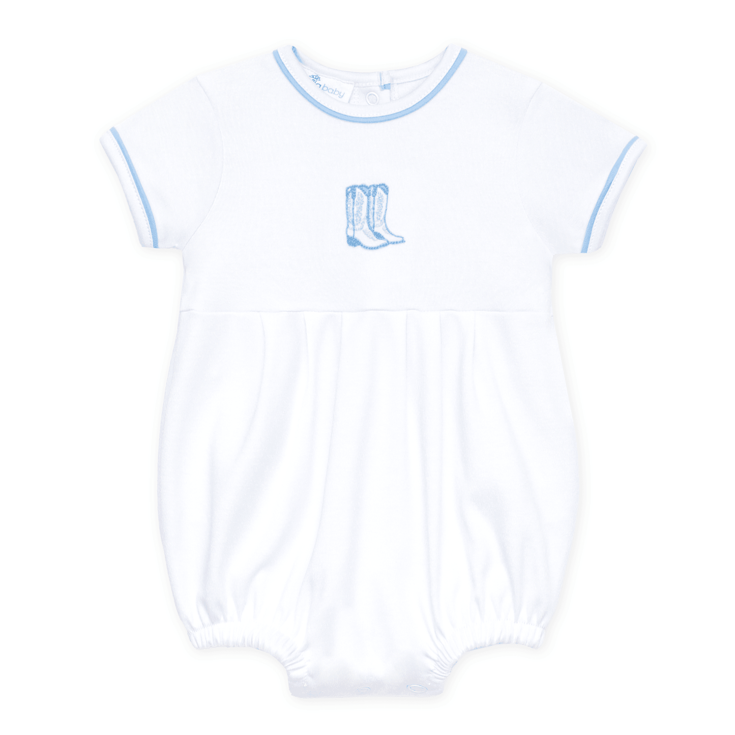 Darling Cowboy Boots Hand-Embroidered Bubble - Light Blue - Magnolia BabyBubble