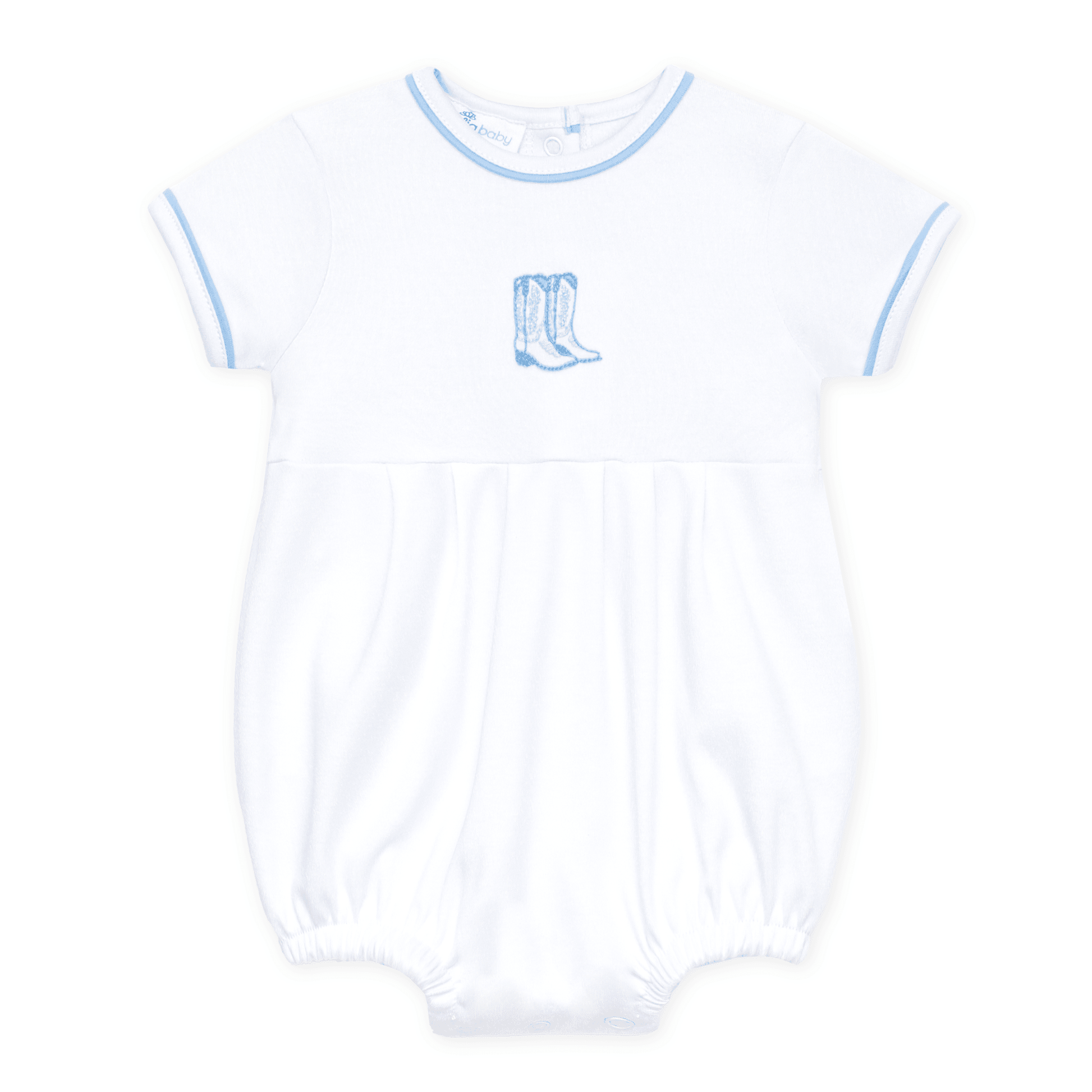 Darling Cowboy Boots Hand-Embroidered Bubble - Light Blue - Magnolia BabyBubble