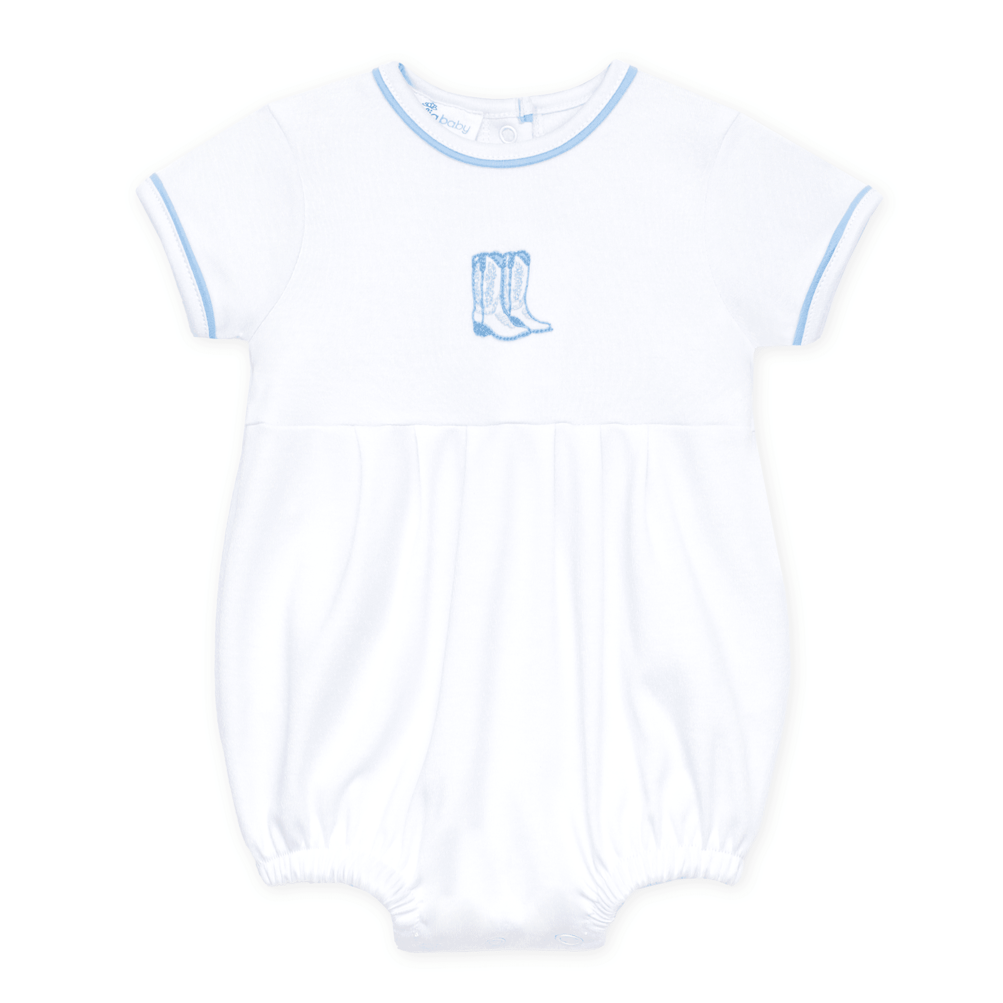 Darling Cowboy Boots Hand-Embroidered Bubble - Light Blue - Magnolia BabyBubble