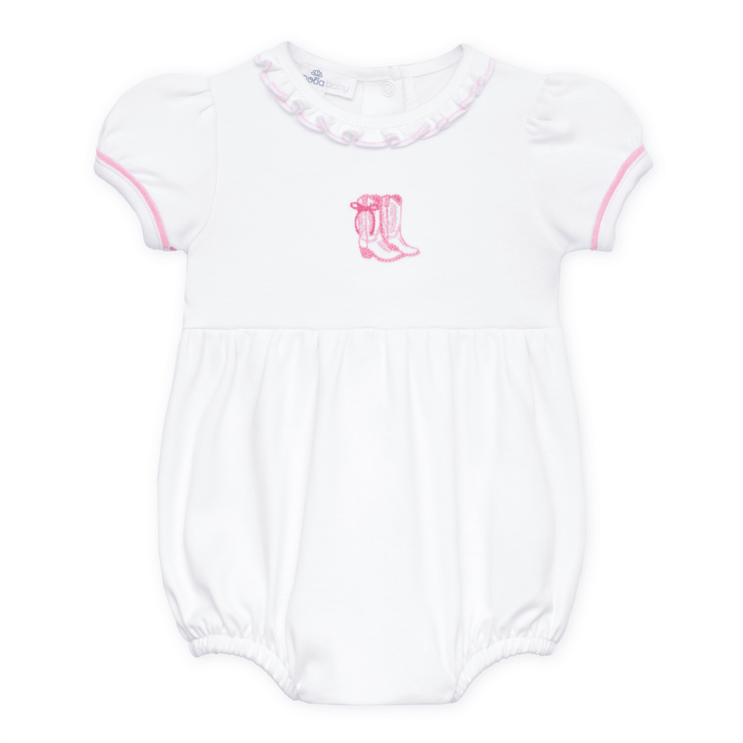 Darling Cowboy Boots Hand-Embroidered Bubble - Pink - Magnolia BabyBubble