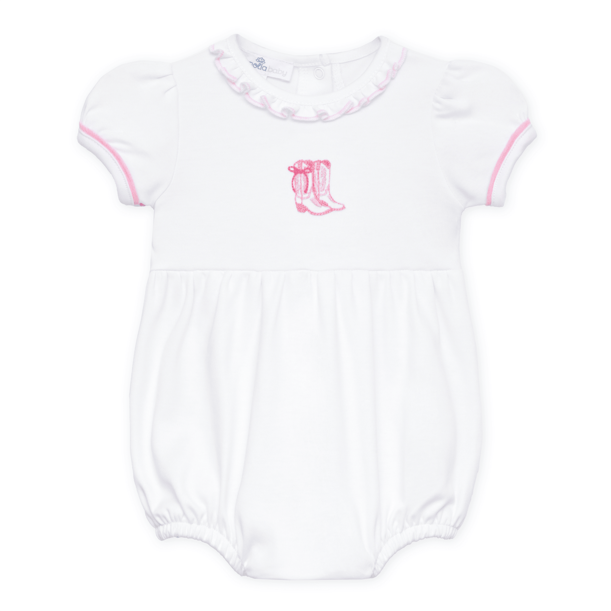 Darling Cowboy Boots Hand-Embroidered Bubble - Pink - Magnolia BabyBubble