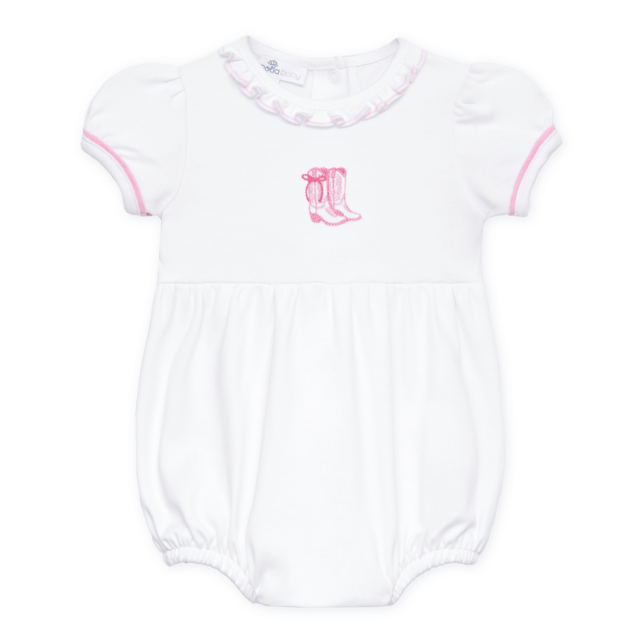 Darling Cowboy Boots Hand-Embroidered Bubble - Pink - Magnolia BabyBubble