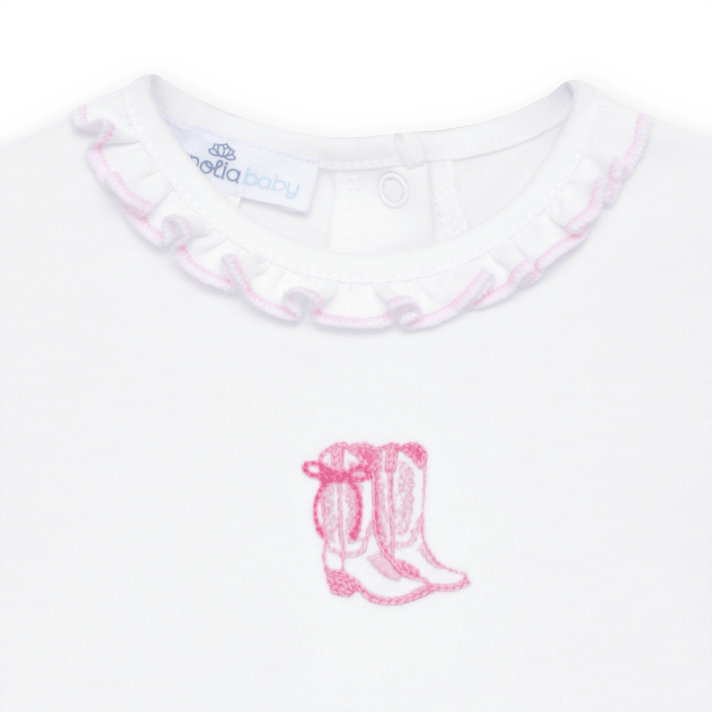 Darling Cowboy Boots Hand-Embroidered Bubble - Pink - Magnolia BabyBubble