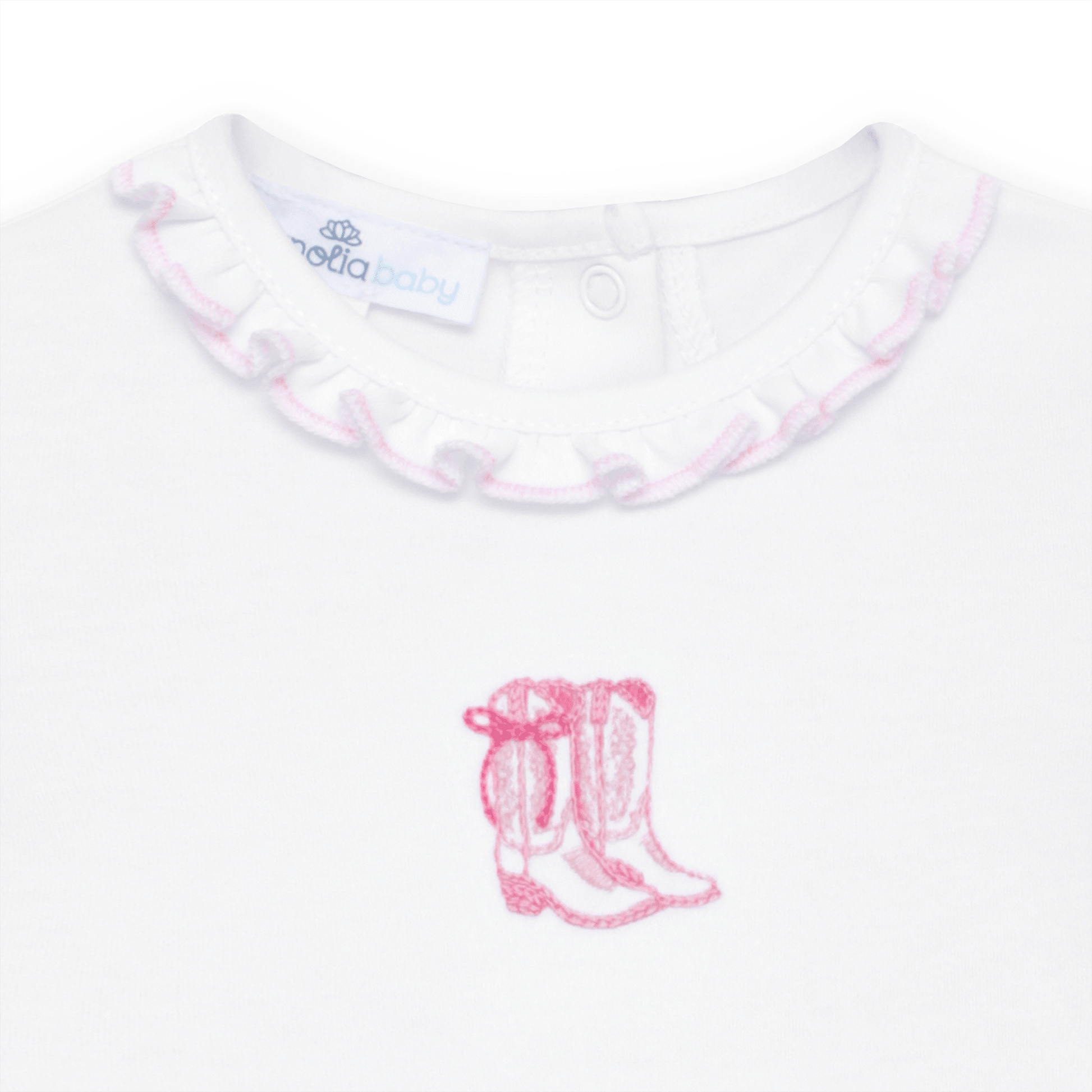 Darling Cowboy Boots Hand-Embroidered Bubble - Pink - Magnolia BabyBubble
