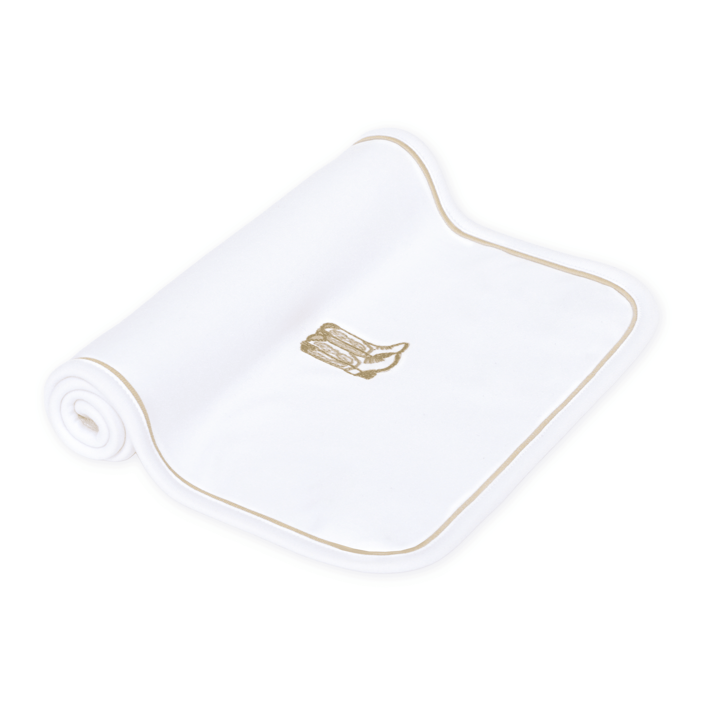 Darling Cowboy Boots Hand-Embroidered Burp Cloth - Ivory - Magnolia BabyBurp Cloth