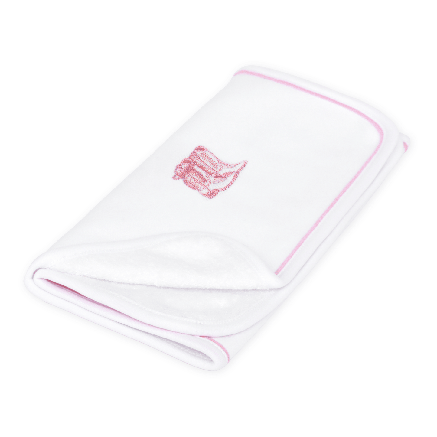 Darling Cowboy Boots Hand-Embroidered Burp Cloth - Pink - Magnolia BabyBurp Cloth