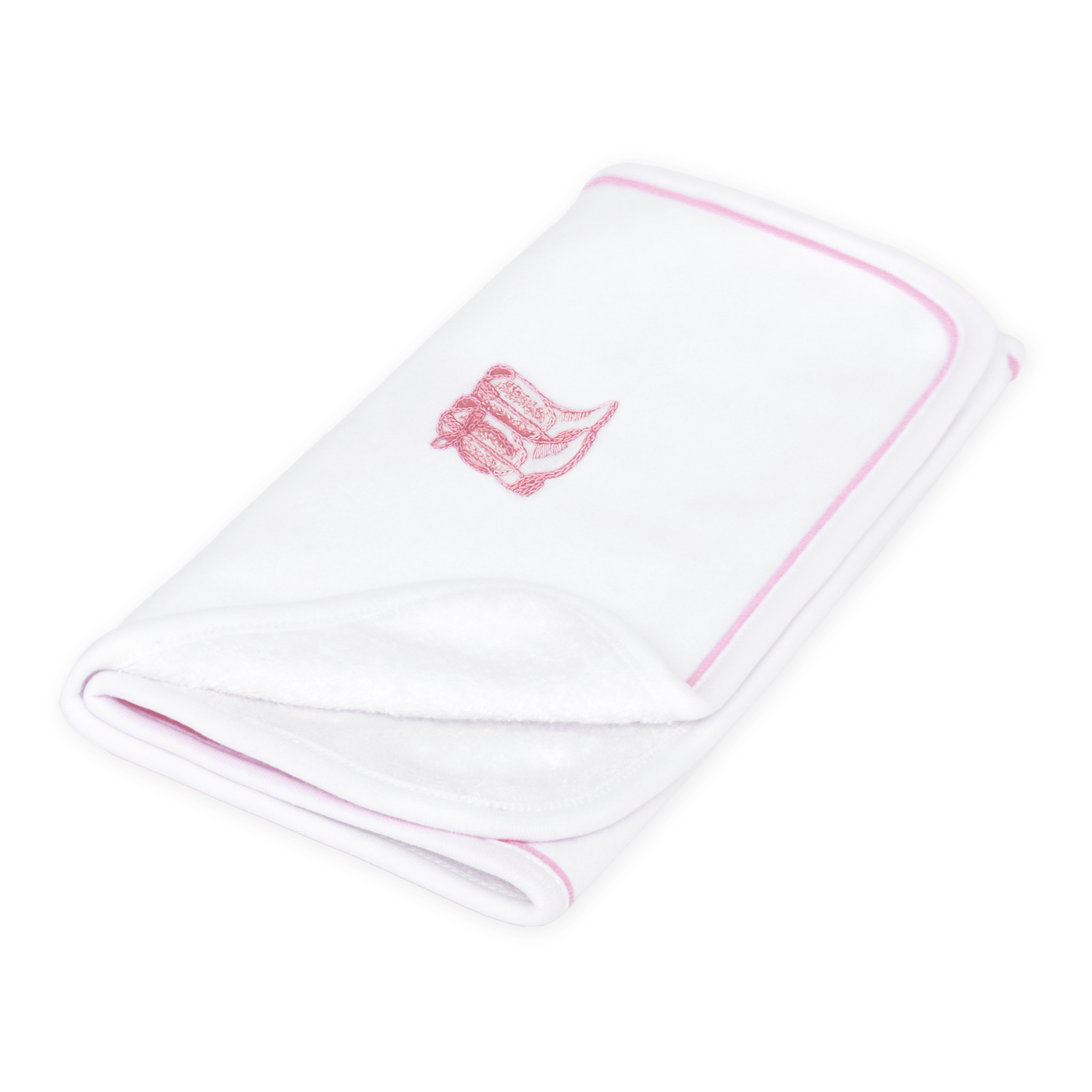 Darling Cowboy Boots Hand-Embroidered Burp Cloth - Pink - Magnolia BabyBurp Cloth
