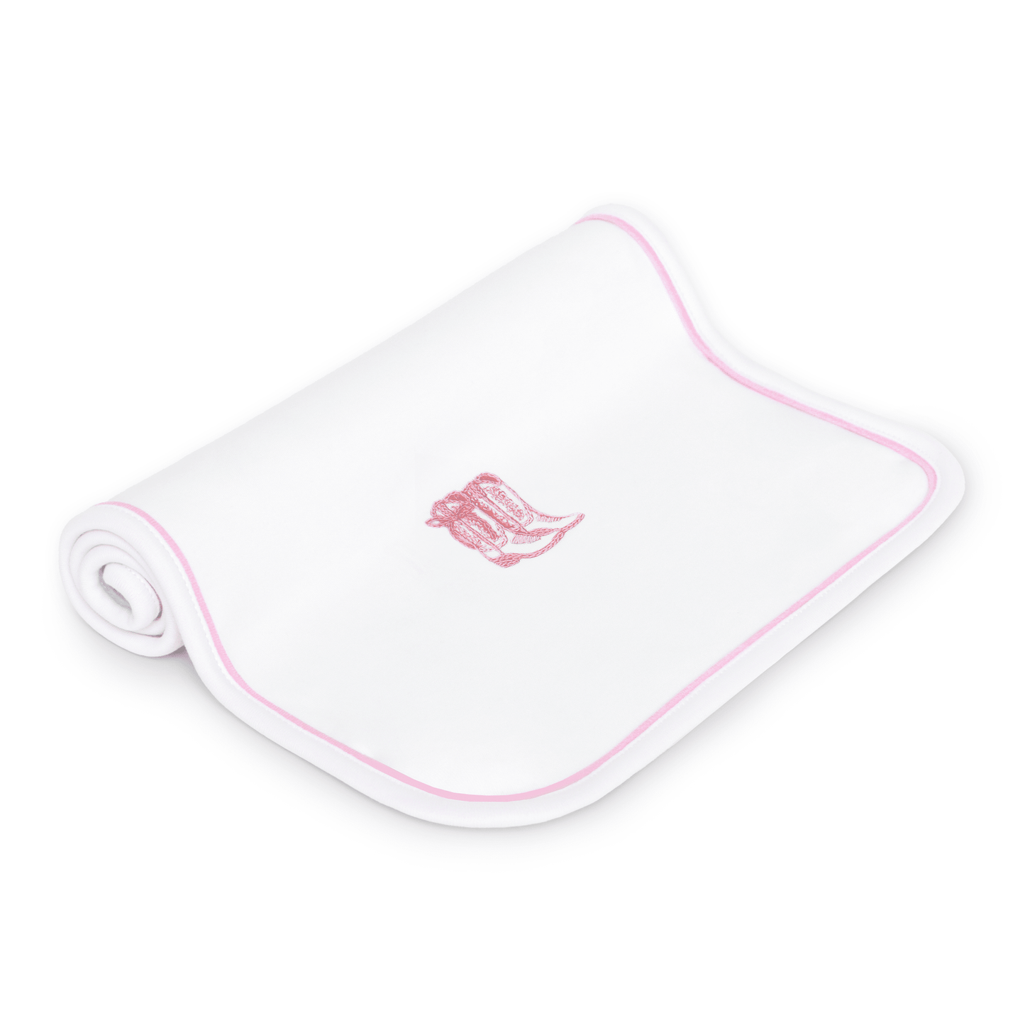 Darling Cowboy Boots Hand-Embroidered Burp Cloth - Pink - Magnolia BabyBurp Cloth