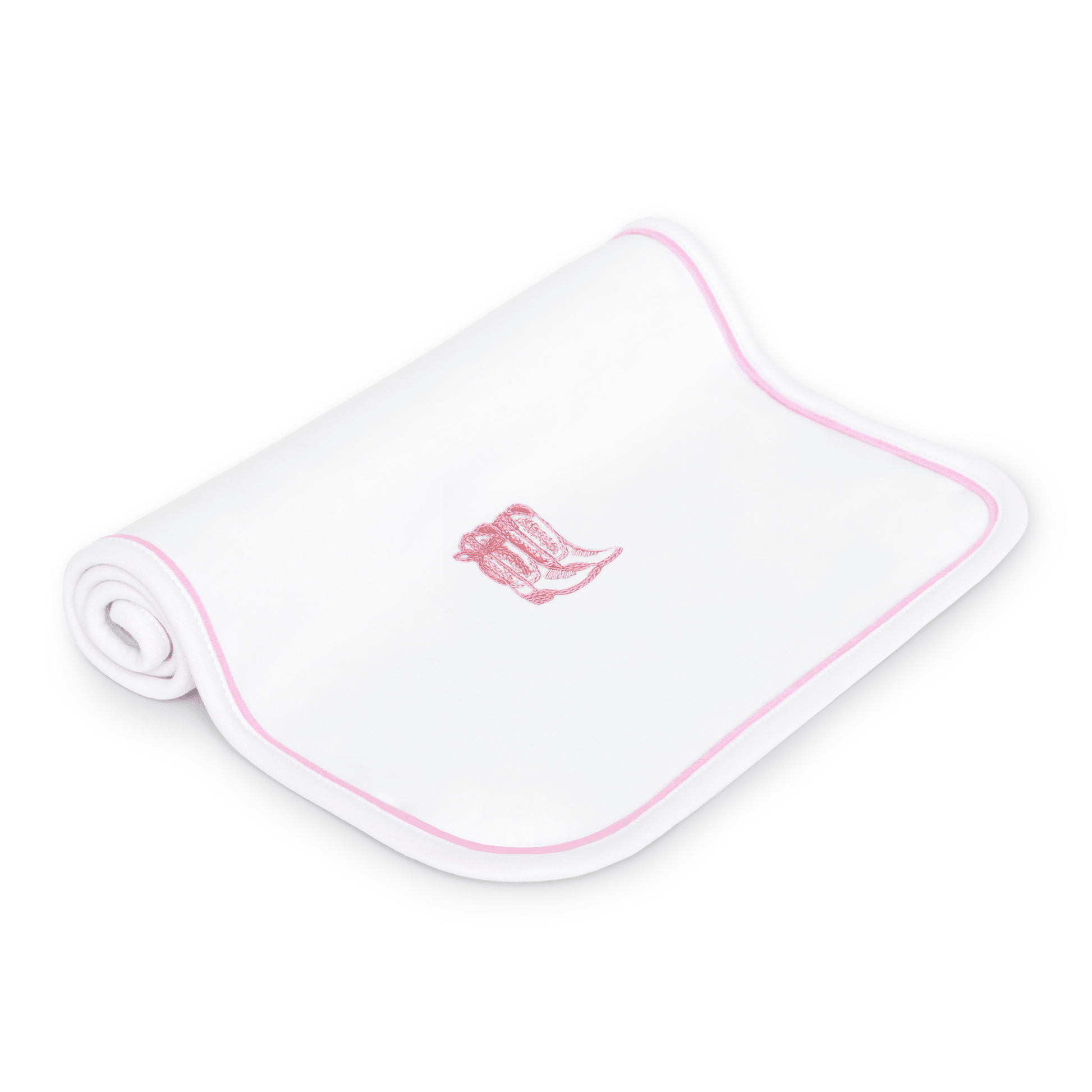 Darling Cowboy Boots Hand-Embroidered Burp Cloth - Pink - Magnolia BabyBurp Cloth