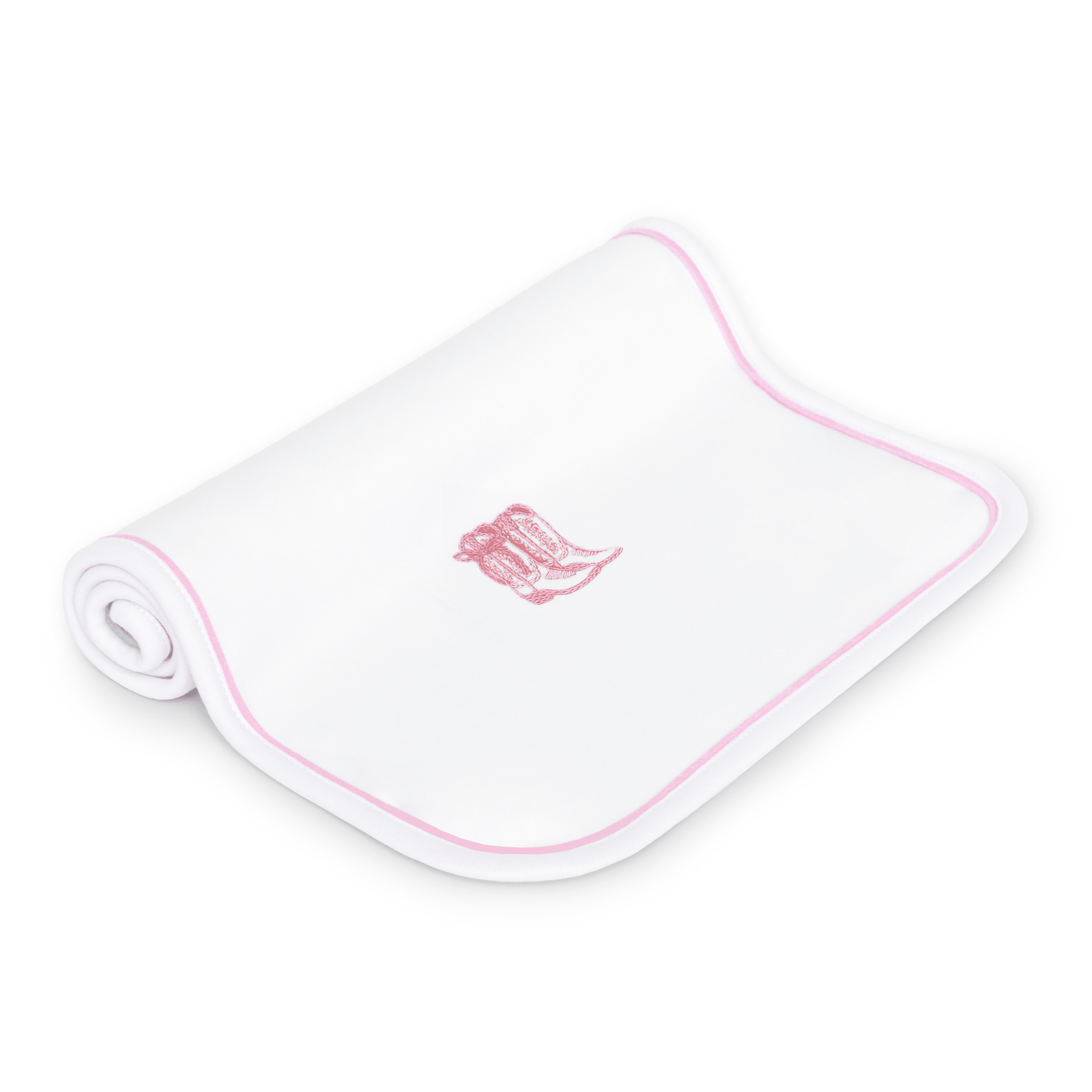 Darling Cowboy Boots Hand-Embroidered Burp Cloth - Pink - Magnolia BabyBurp Cloth