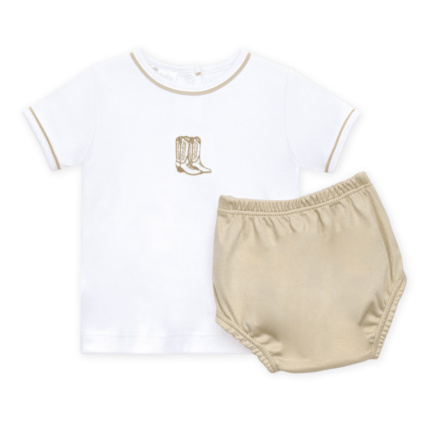 Darling Cowboy Boots Hand-Embroidered Diaper Cover Set - Ivory - Magnolia BabyDiaper Cover