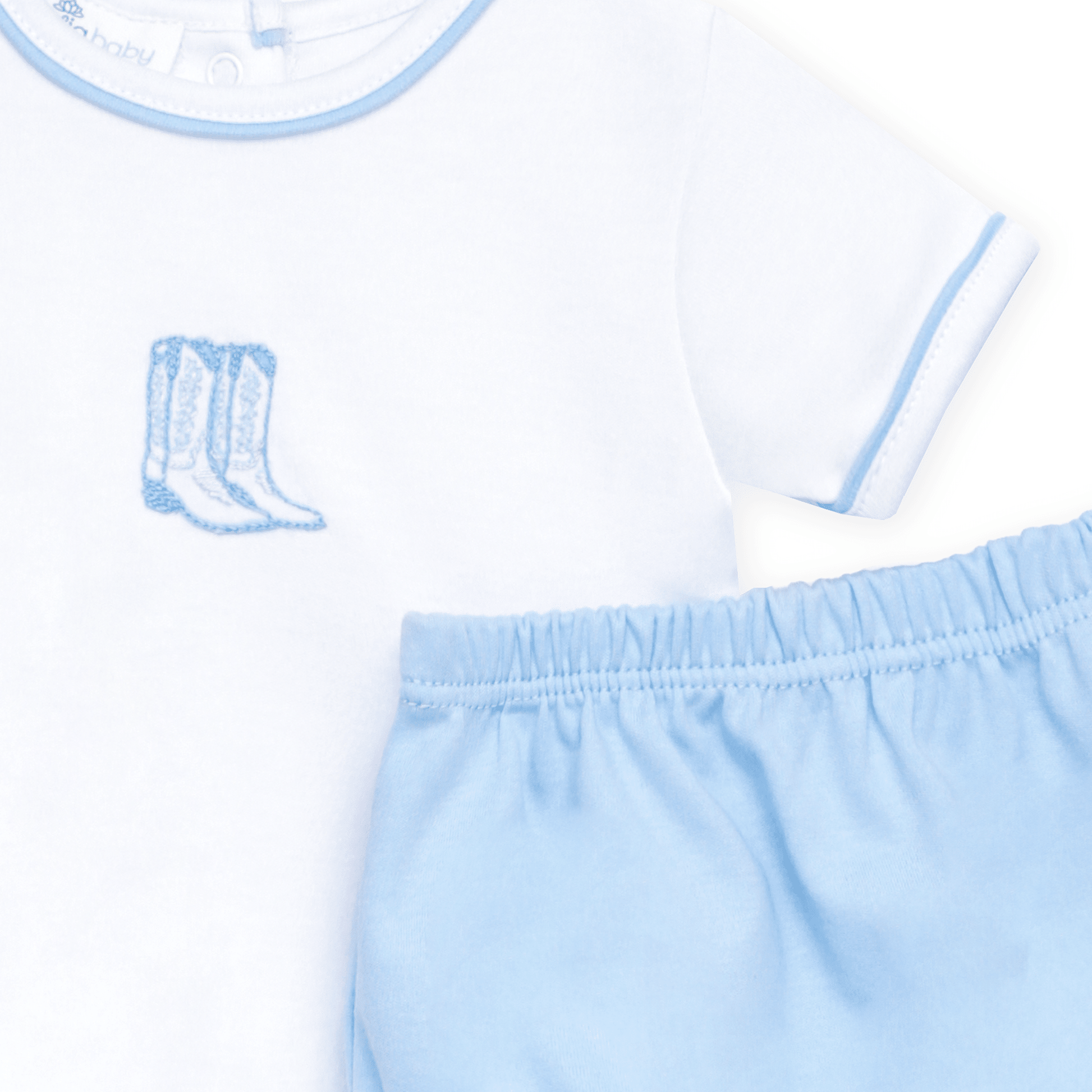 Darling Cowboy Boots Hand-Embroidered Diaper Cover Set - Light Blue - Magnolia BabyDiaper Cover