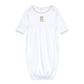 Darling Cowboy Boots Hand-Embroidered Gathered Gown - Ivory - Magnolia BabyGown