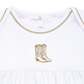 Darling Cowboy Boots Hand-Embroidered Gathered Gown - Ivory - Magnolia BabyGown