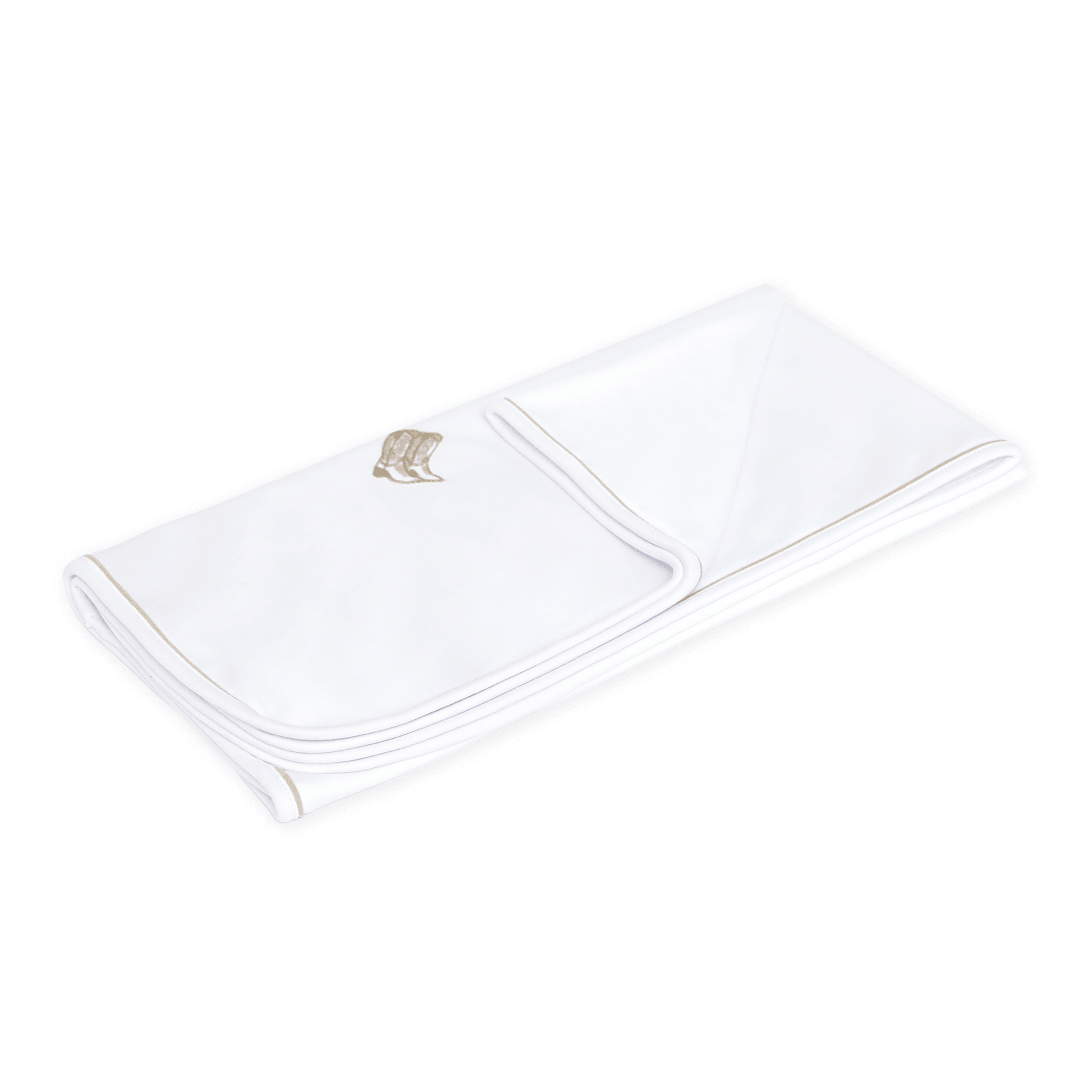Darling Cowboy Boots Hand-Embroidered Receiving Blanket - Ivory - Magnolia BabyReceiving Blanket