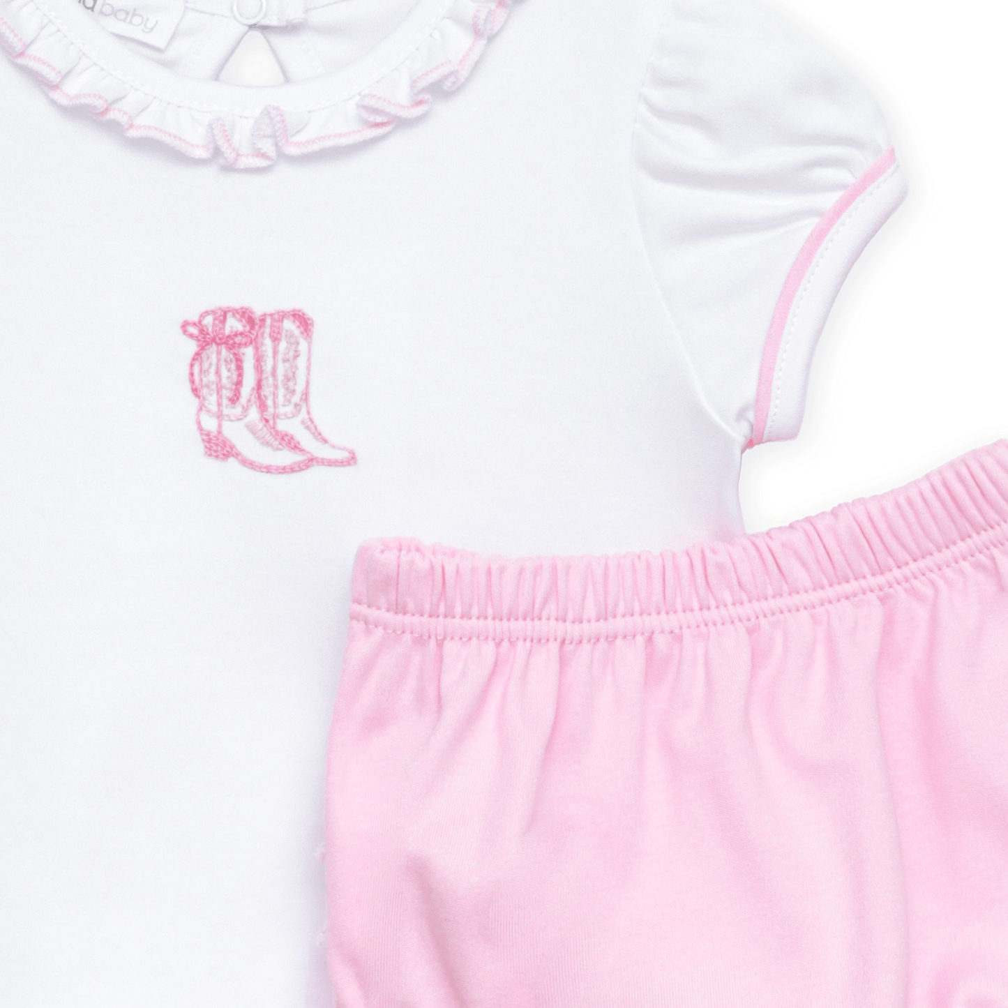 Darling Cowboy Boots Hand-Embroidered Ruffle Diaper Cover Set - Magnolia BabyDiaper Cover