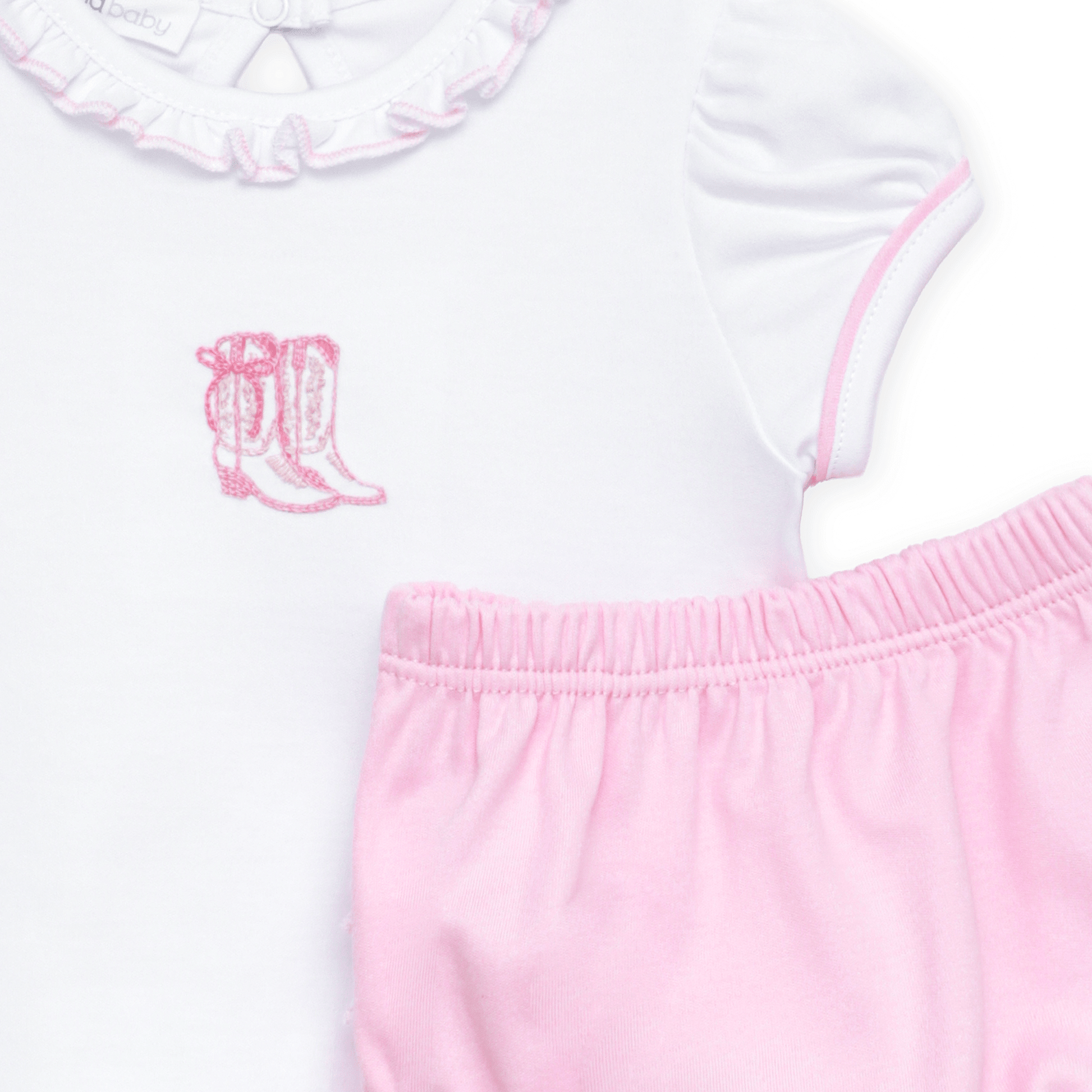 Darling Cowboy Boots Hand-Embroidered Ruffle Diaper Cover Set - Magnolia BabyDiaper Cover