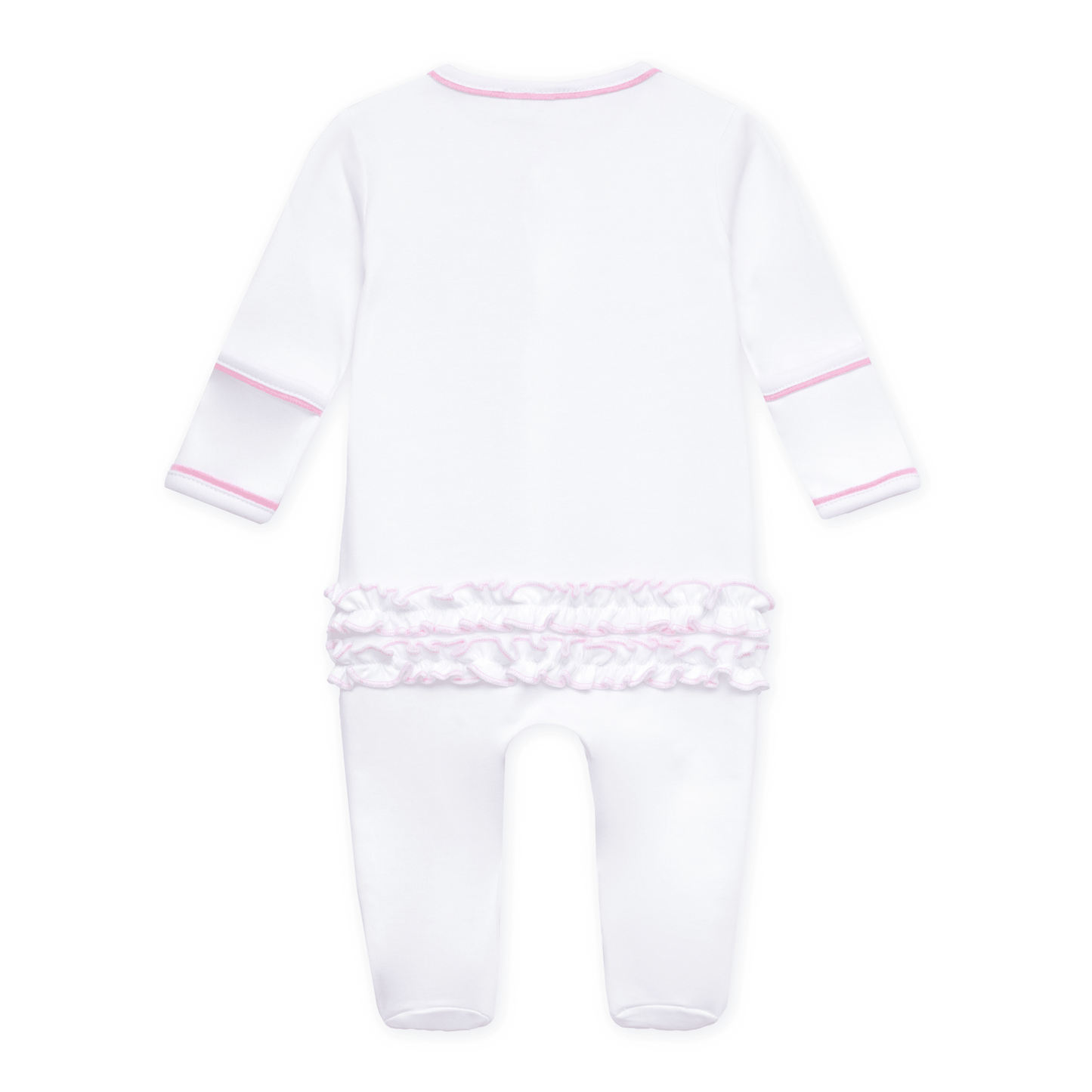 Darling Cowboy Boots Hand-Embroidered Ruffle Footie - Pink - Magnolia BabyFootie