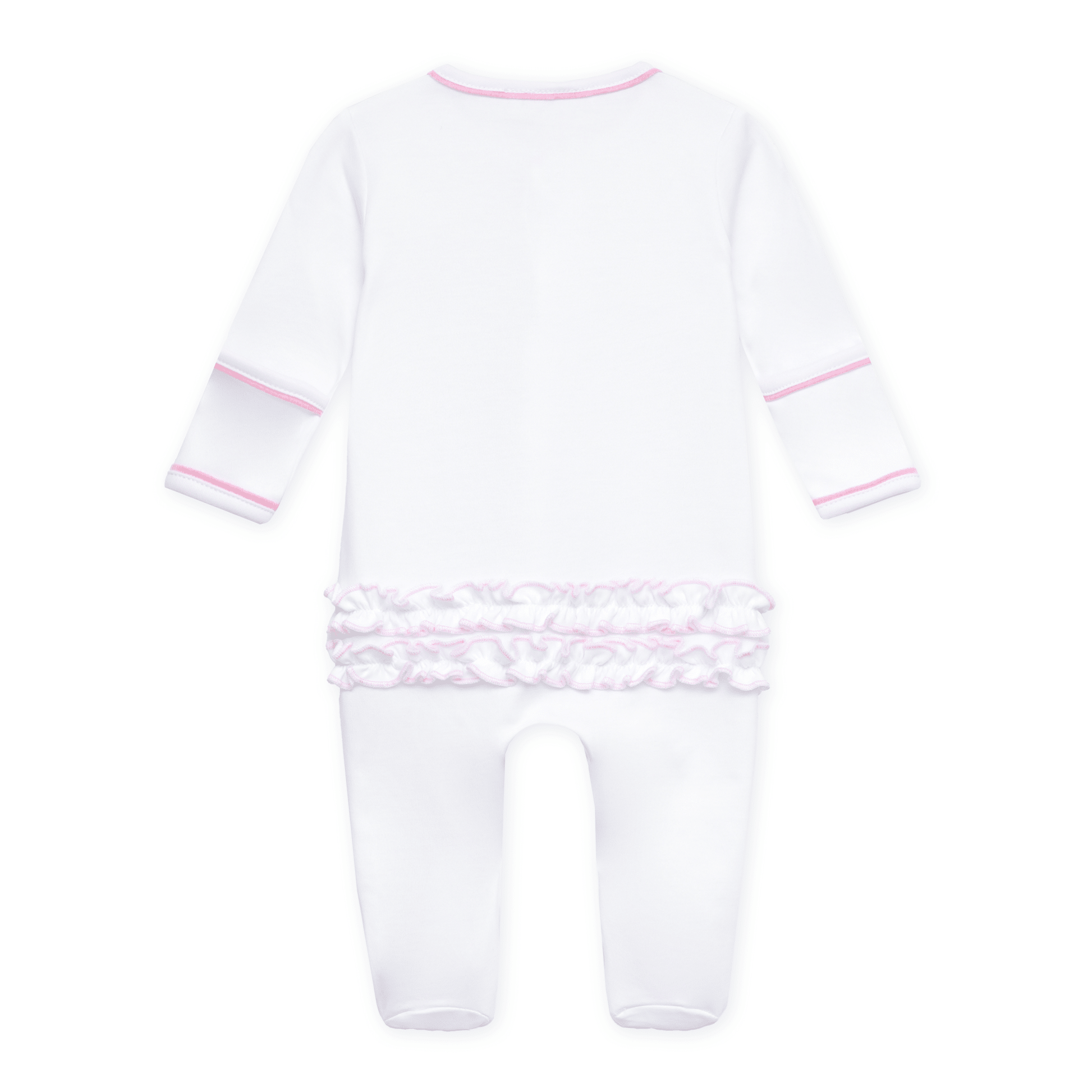 Darling Cowboy Boots Hand-Embroidered Ruffle Footie - Pink - Magnolia BabyFootie