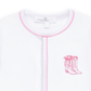 Darling Cowboy Boots Hand-Embroidered Ruffle Footie - Pink - Magnolia BabyFootie
