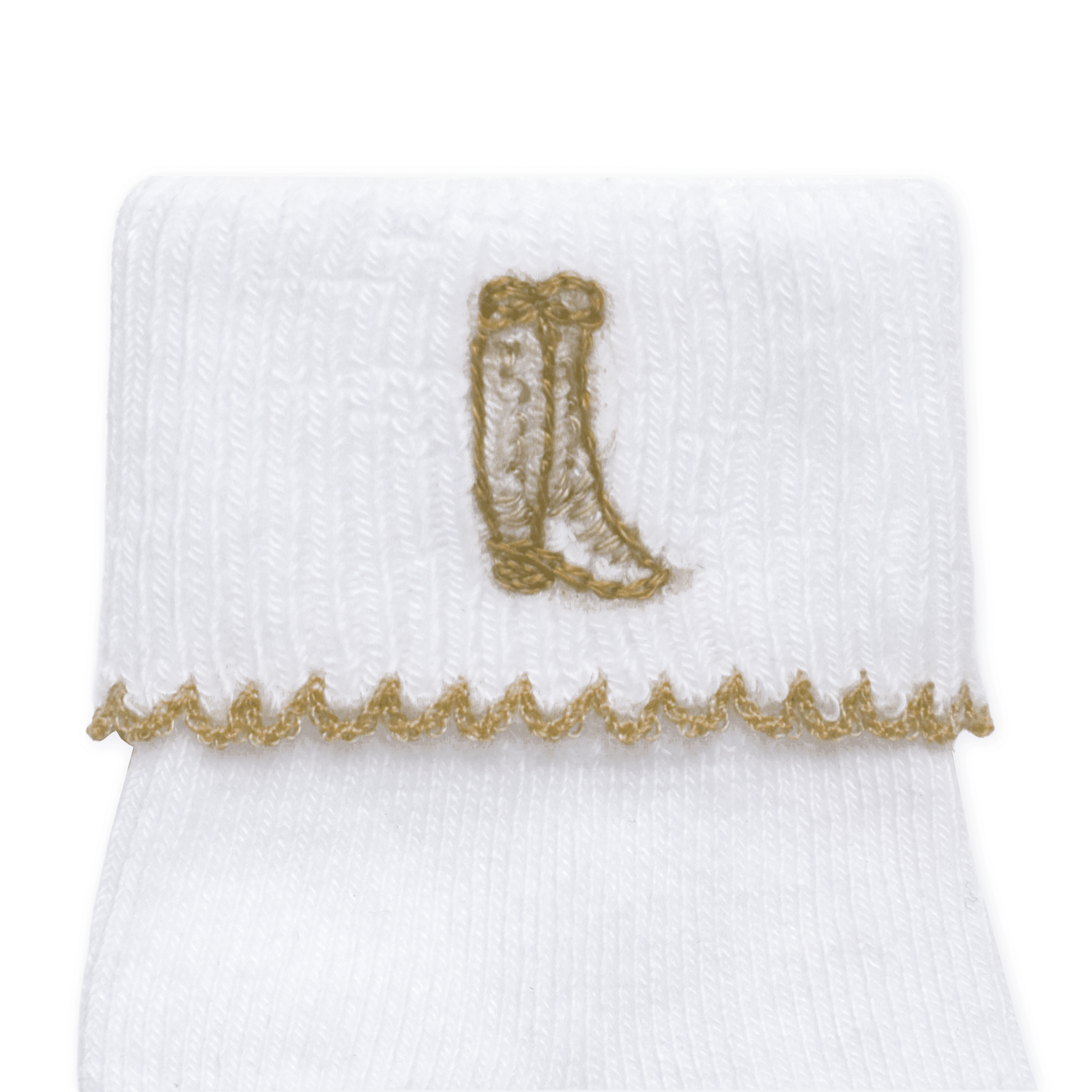 Darling Cowboy Boots Hand-Embroidered Socks - Ivory - Magnolia BabySocks