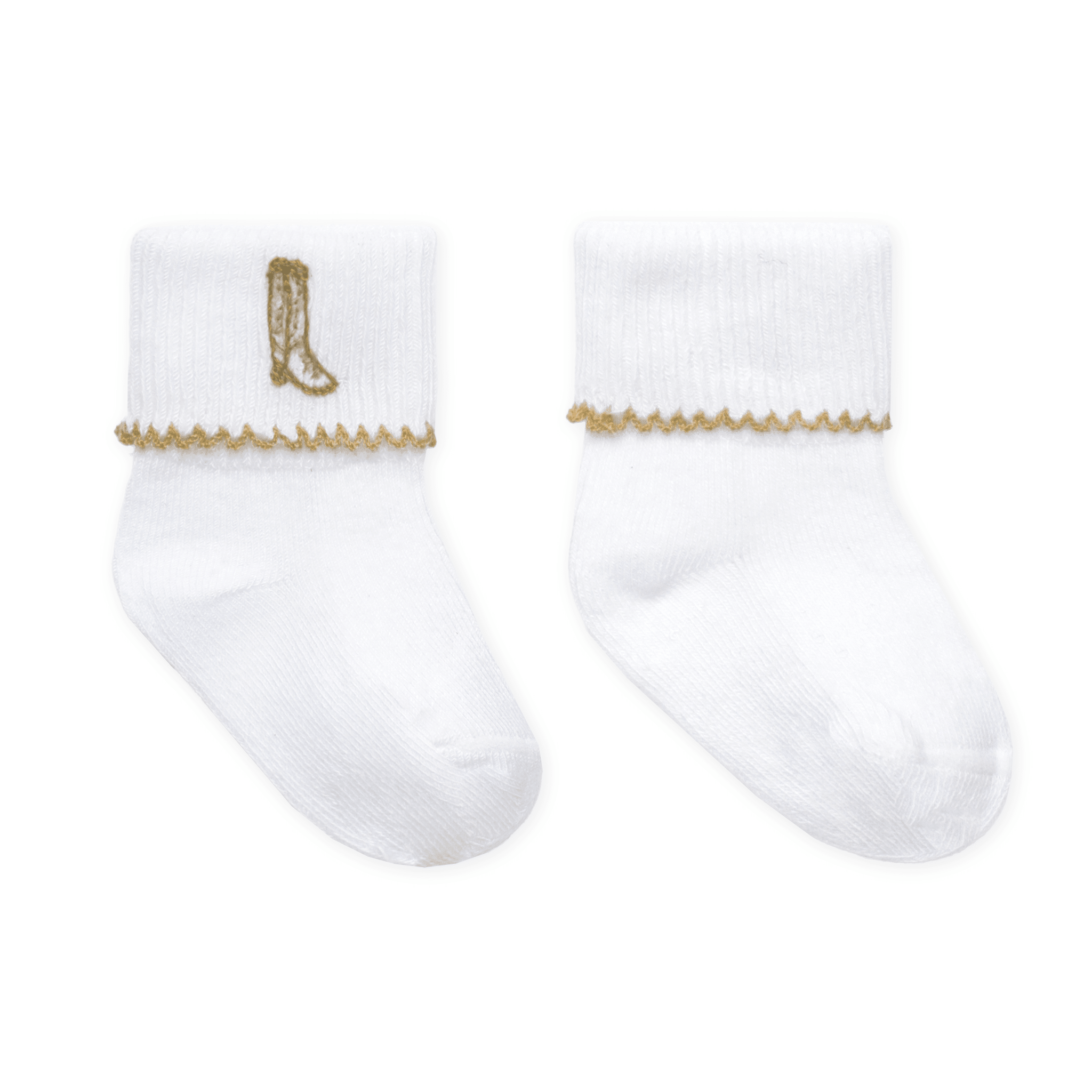 Darling Cowboy Boots Hand-Embroidered Socks - Ivory - Magnolia BabySocks