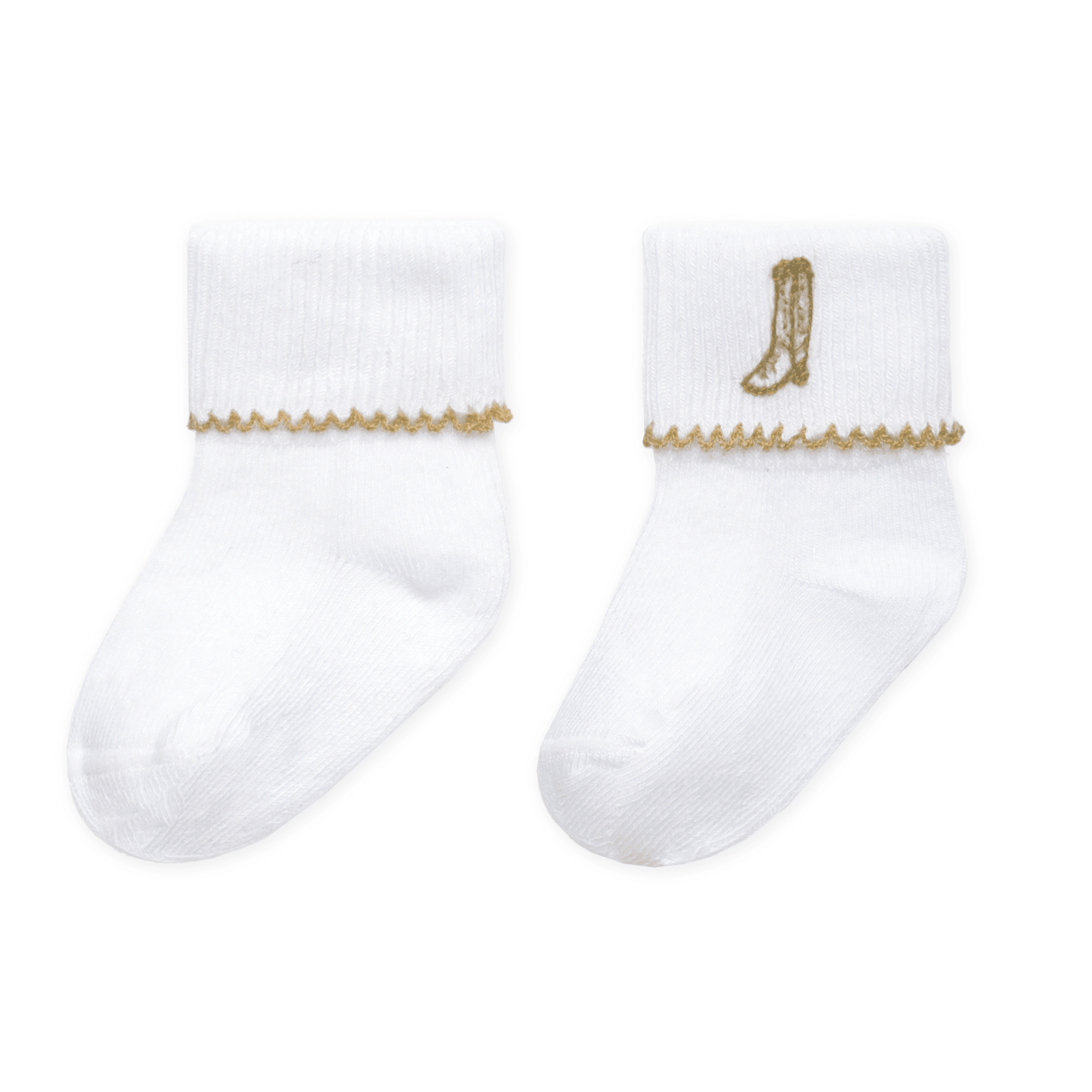 Darling Cowboy Boots Hand-Embroidered Socks - Ivory - Magnolia BabySocks