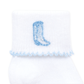 Darling Cowboy Boots Hand-Embroidered Socks - Light Blue - Magnolia BabySocks