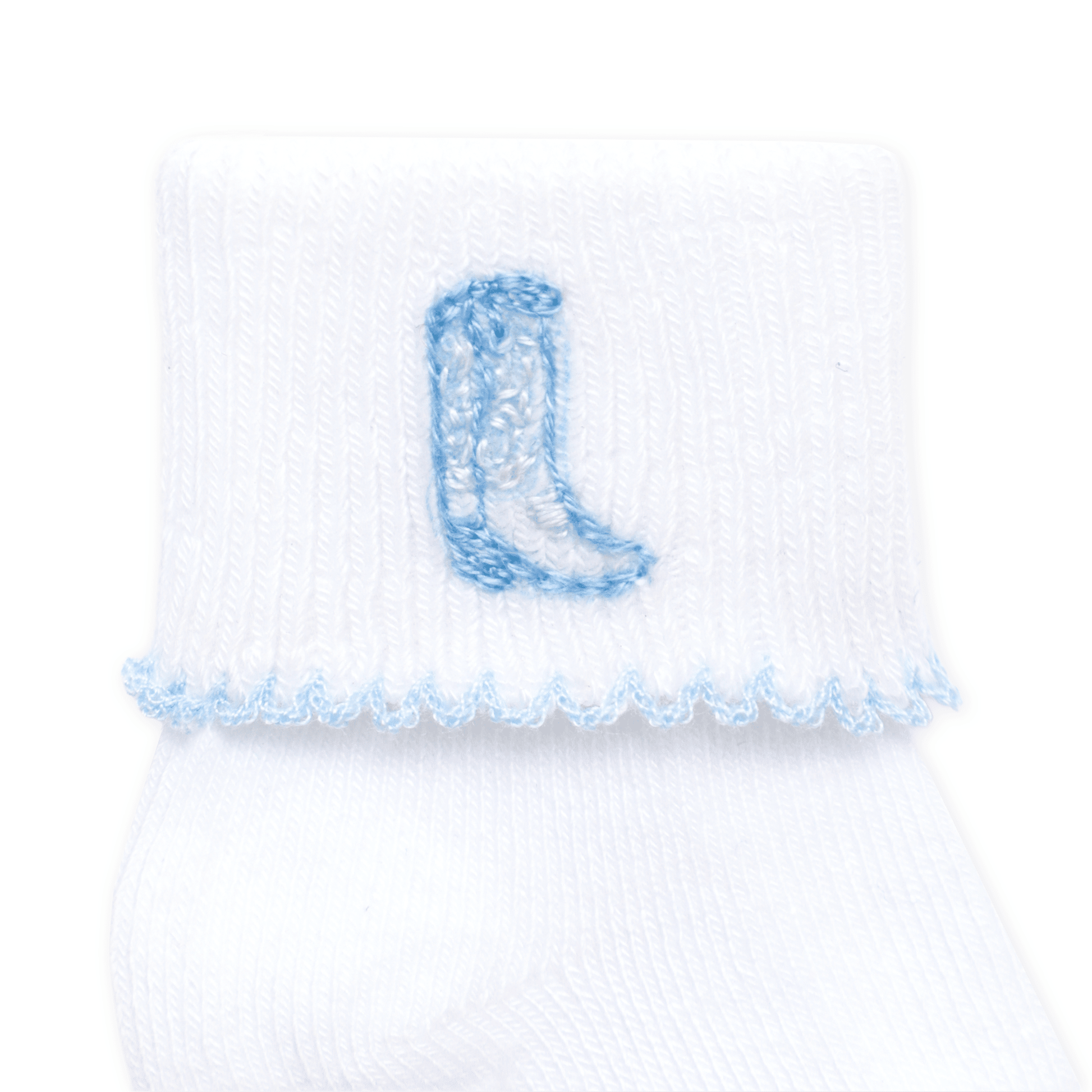 Darling Cowboy Boots Hand-Embroidered Socks - Light Blue - Magnolia BabySocks