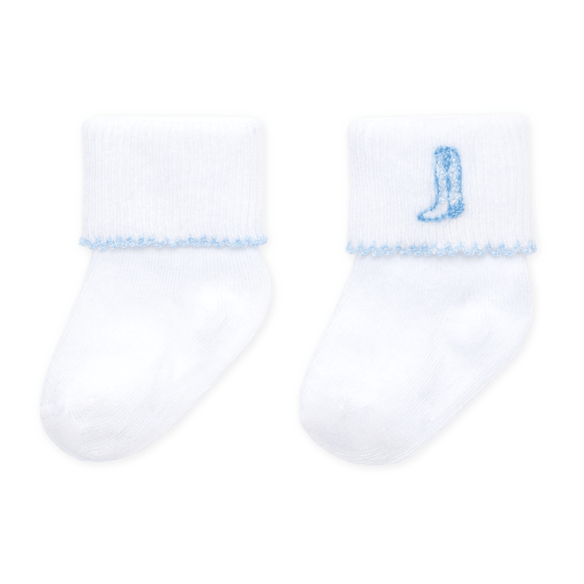 Darling Cowboy Boots Hand-Embroidered Socks - Light Blue - Magnolia BabySocks