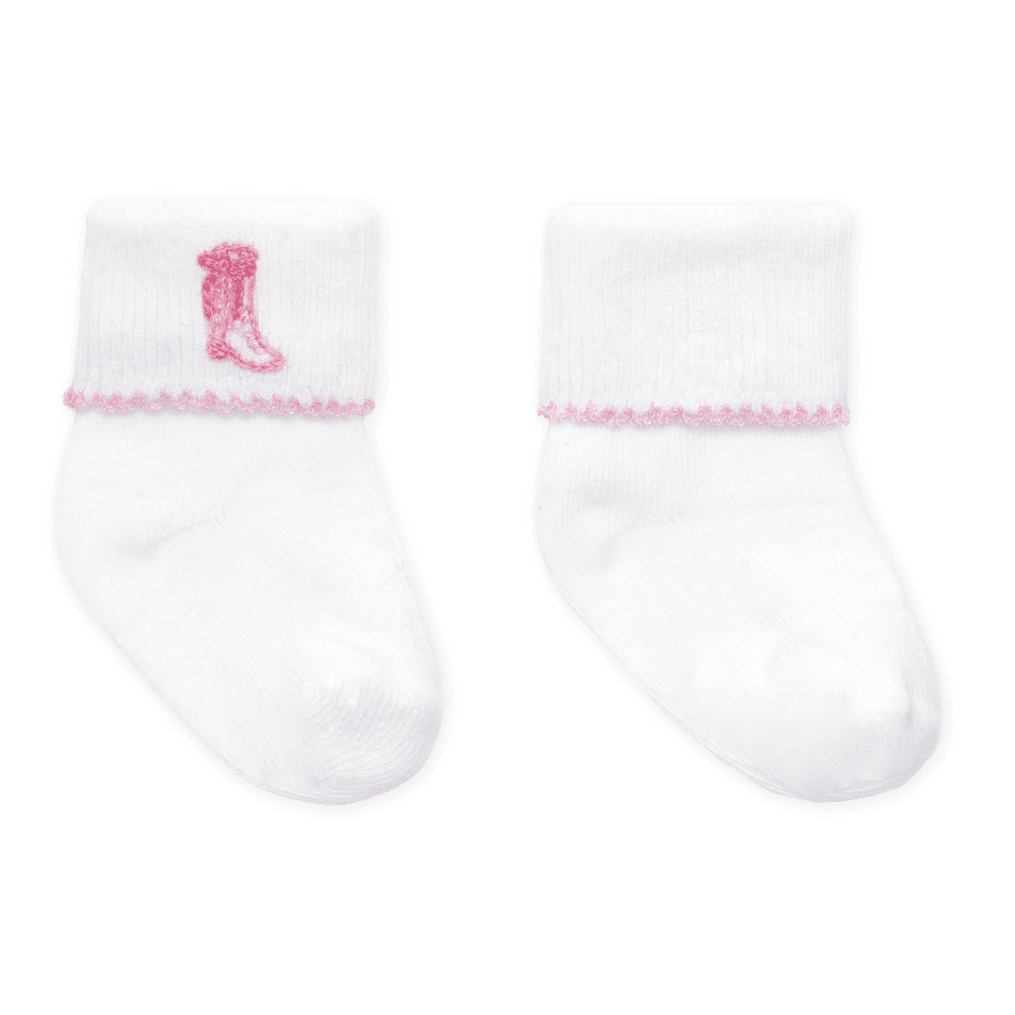 Darling Cowboy Boots Hand-Embroidered Socks - Pink - Magnolia BabySocks